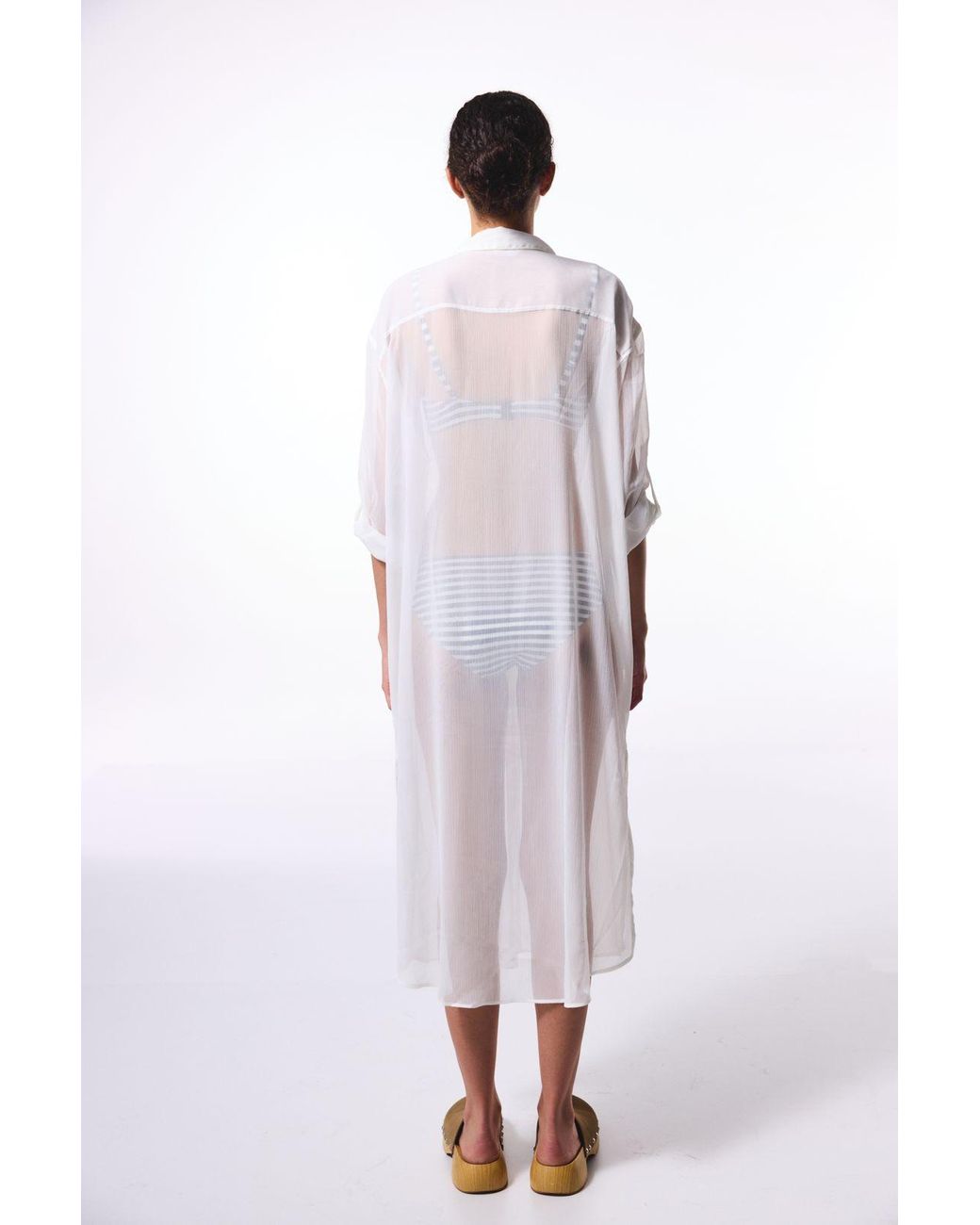 Penti White Oversized Maxi Transparent Shirt