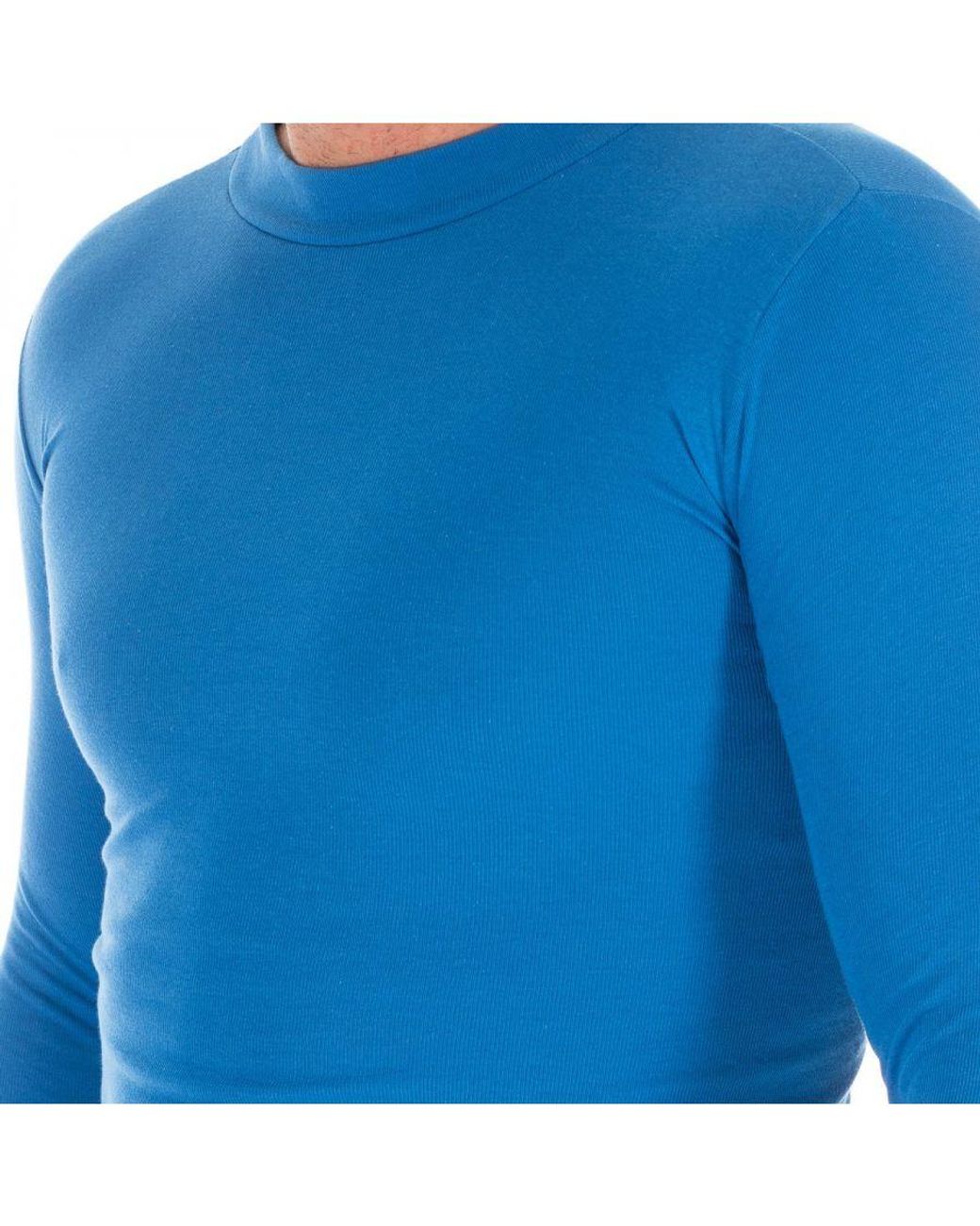 Kisses&Love Blue Long Sleeve T-Shirt With A Medium High Neck 1625-H for men
