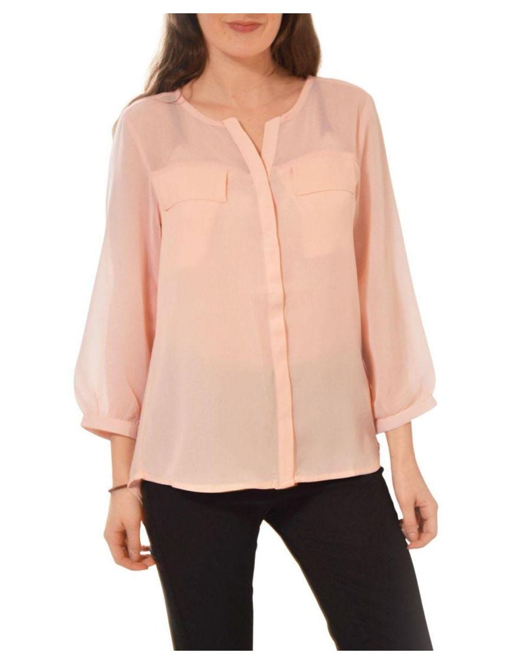 Secret Label Pink Chiffon Crepe Pocket Blouse