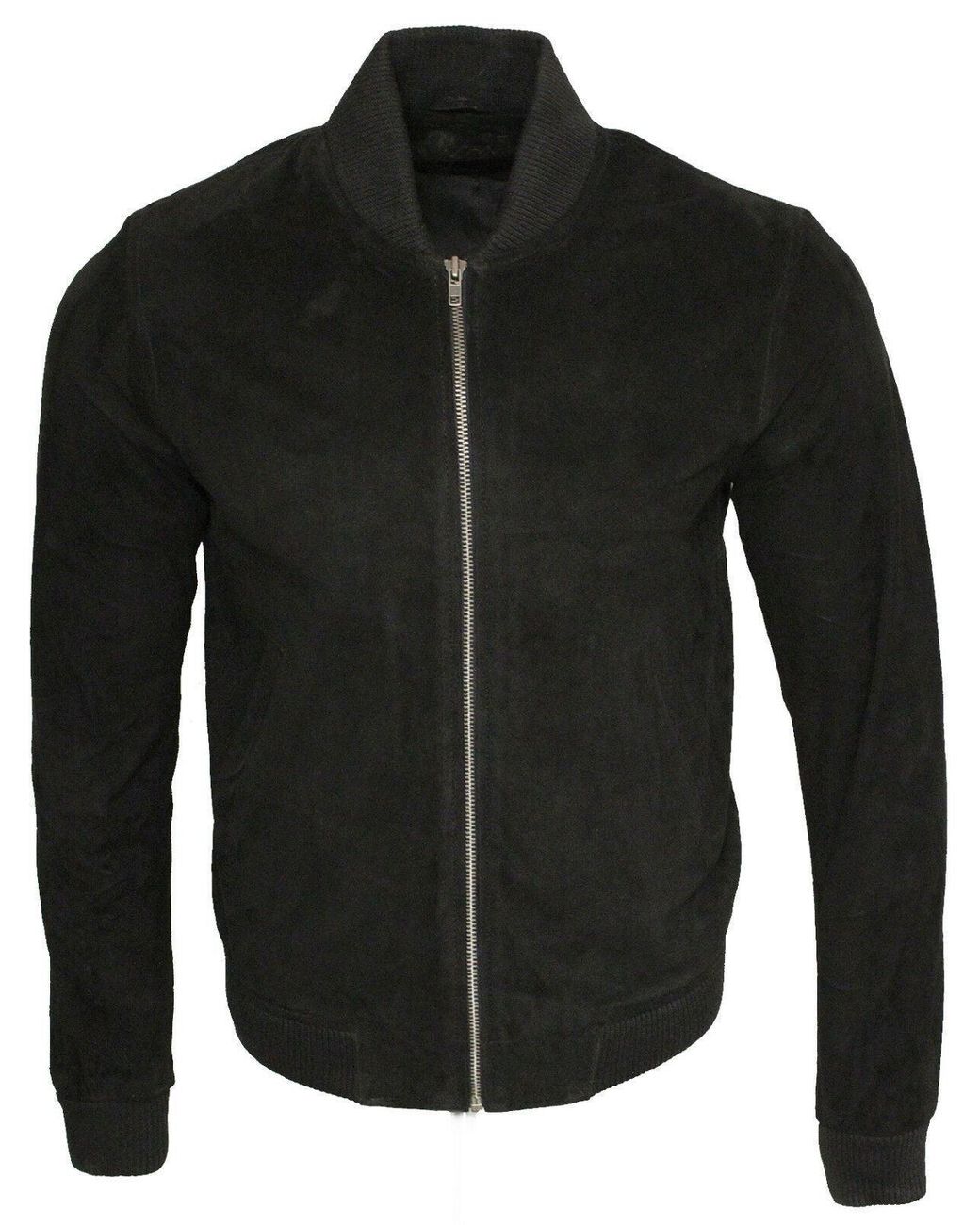Infinity Leather Black Varsity Soft Suede Bomber Jacket for men