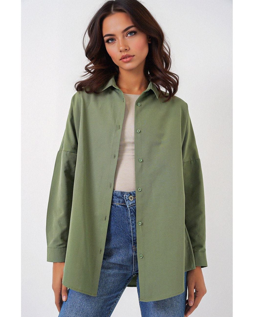 Bigdart Green Oversized Poplin 2-Pack Shirt