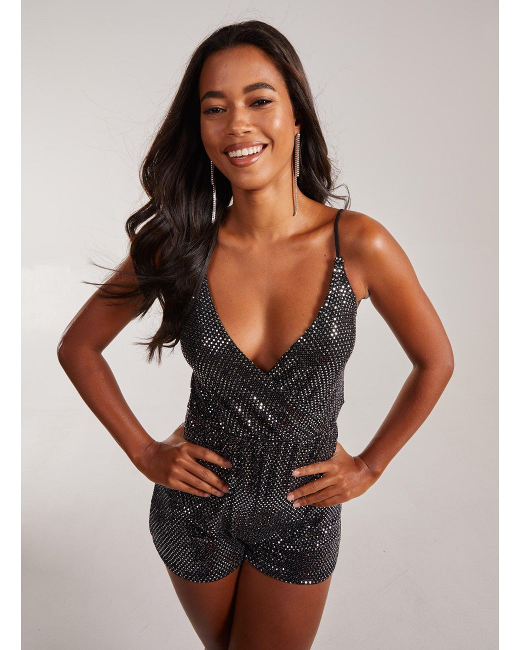 Pink Vanilla Metallic Glitter Strappy Playsuit