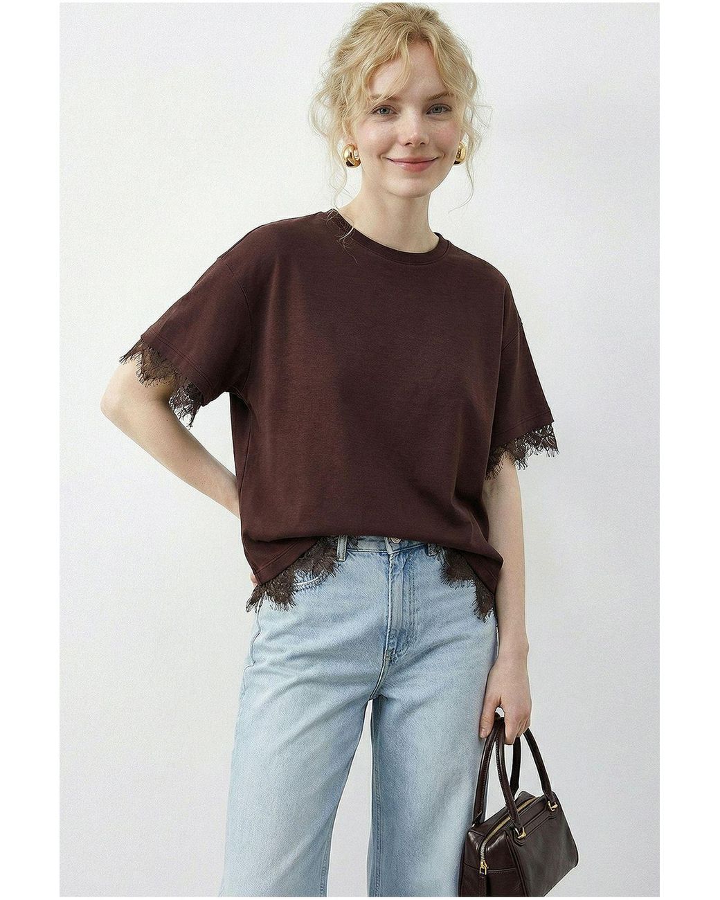 Bianco Lucci Brown Elastane T-Shirt