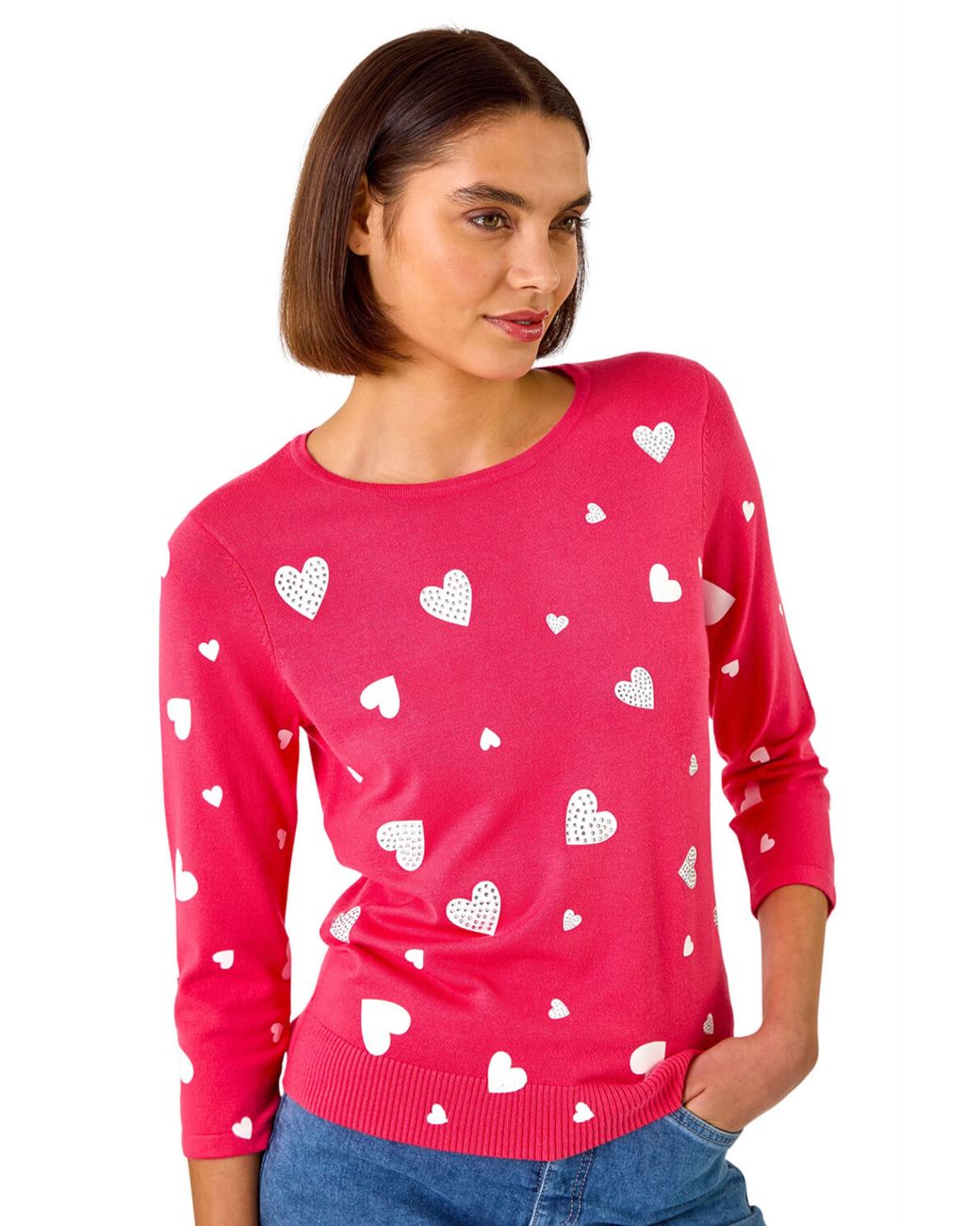 Roman Red Heart Hotfix Print Jumper