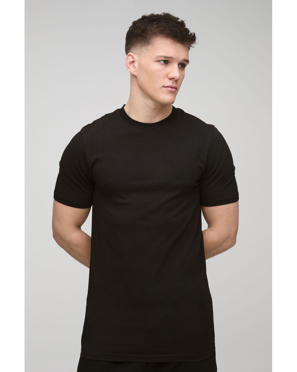 BoohooMAN Black Tall Basic Muscle Fit T-shirt for men