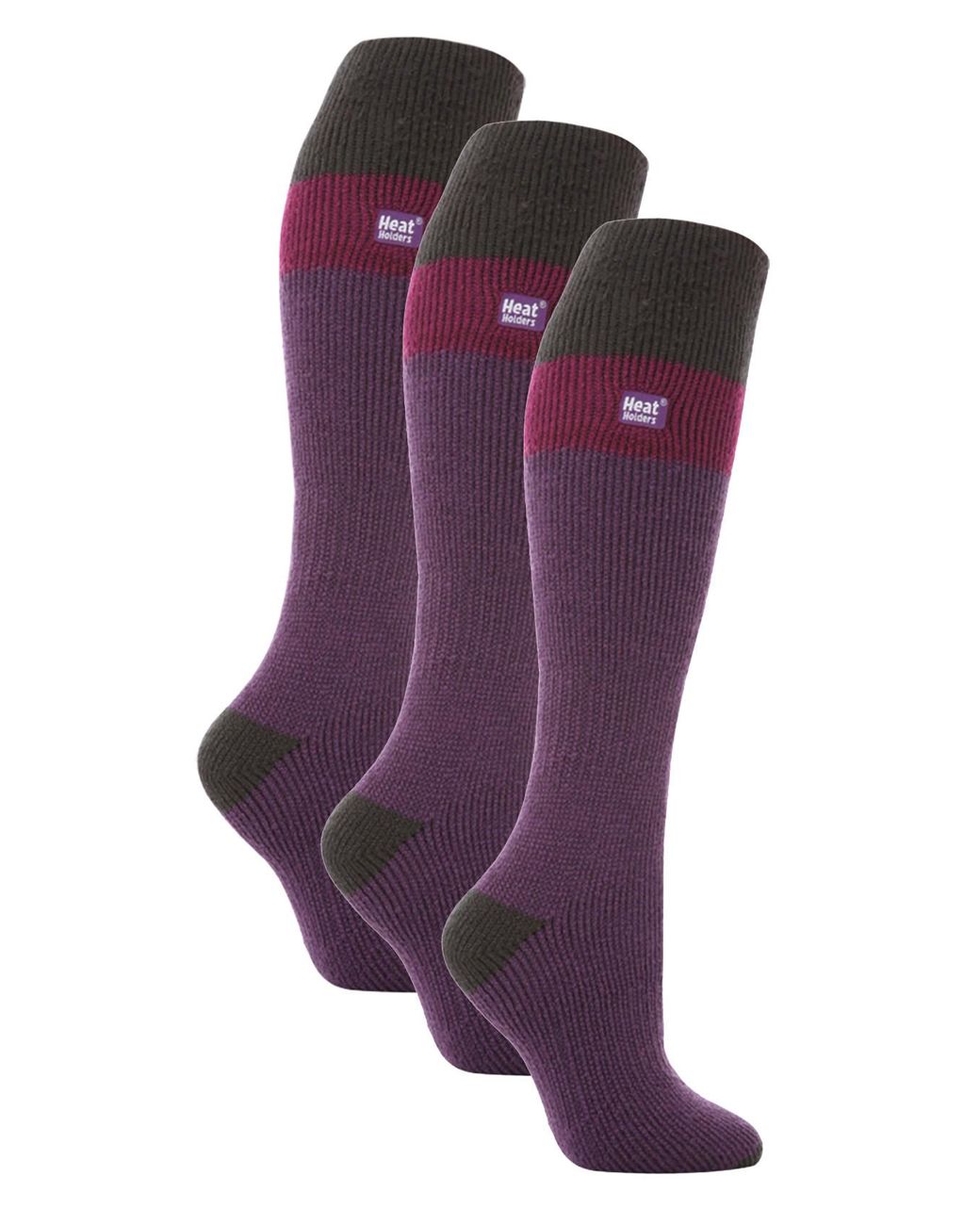 Heat Holders Purple 3 Pack Ladies Thermal Knee High Ski Socks