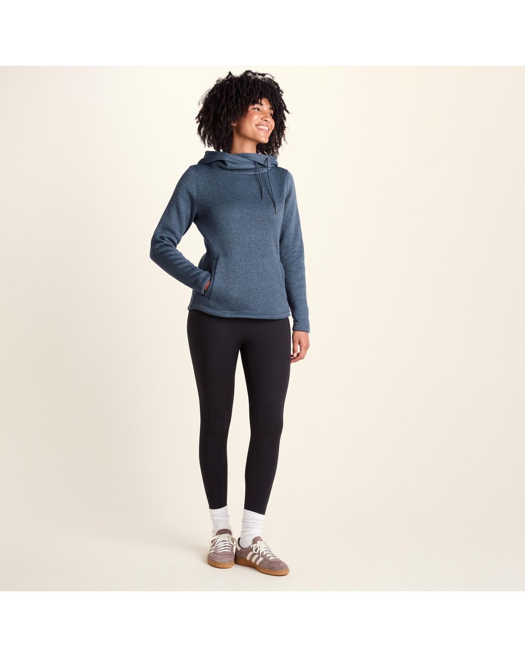 TOG24 Blue Acer Oversized Supersoft Knitlook Fleece Hoody