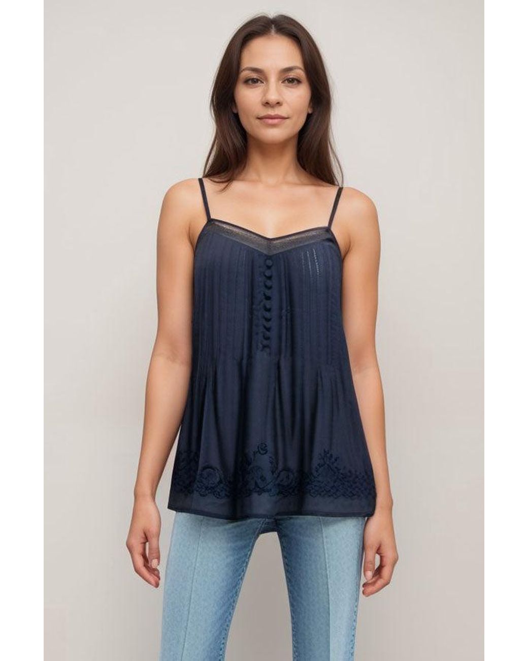 Monsoon Blue Cotton Cami Top Viscose