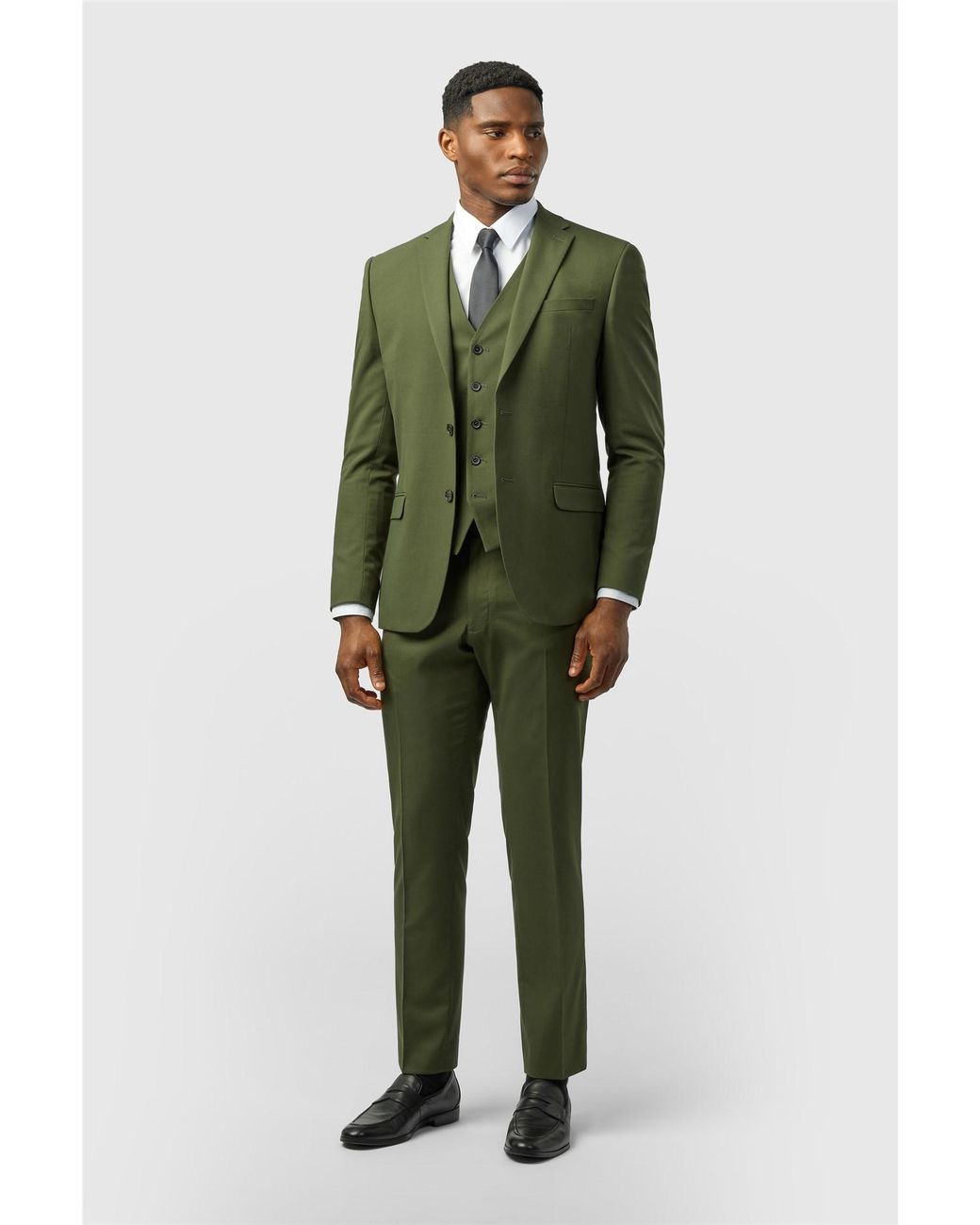 Limehaus Green Single Breasted Long Sleeve Two Button Slim Fit Suit Jacket for men