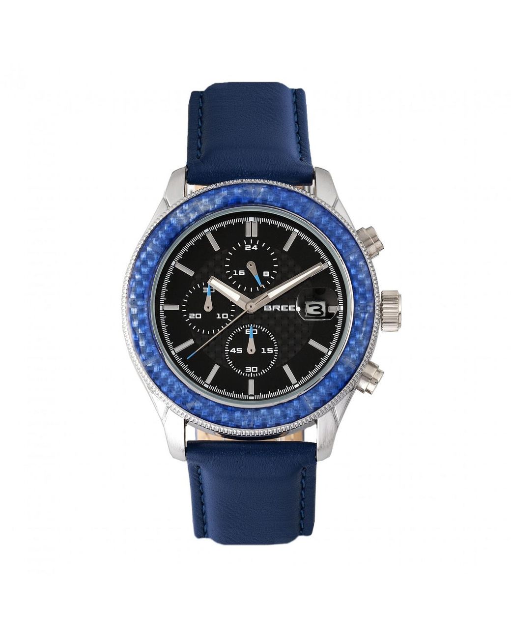 Breed Blue Maverick Chronograph Leather-Band Watch W/Date for men