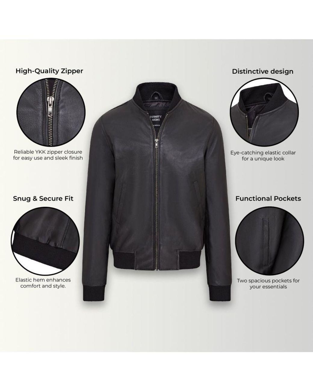 Infinity Leather Gray Soft Ma-1 Varsity Bomber Jacket for men