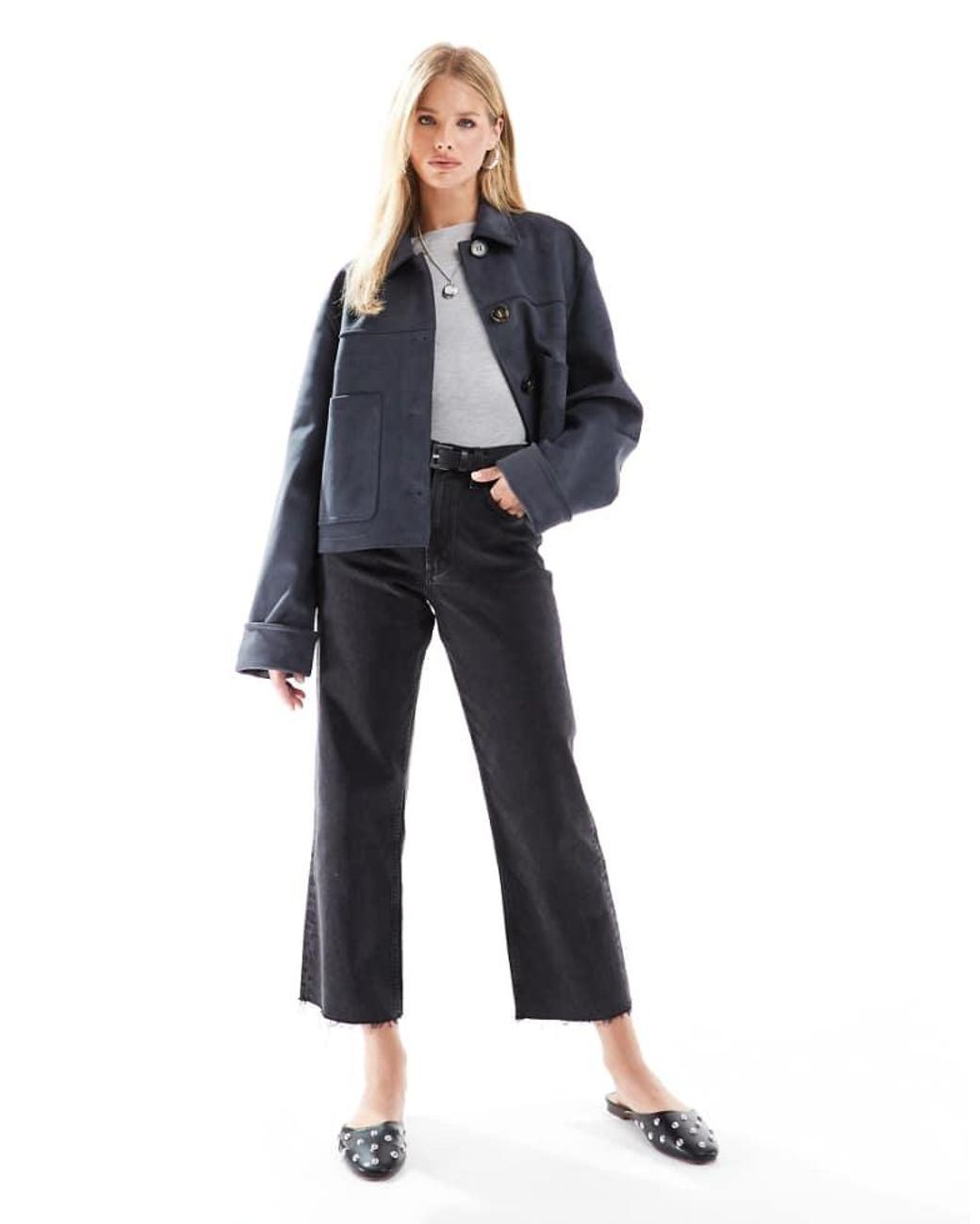 ASOS Blue Ankle Grazer Straight Leg Jean