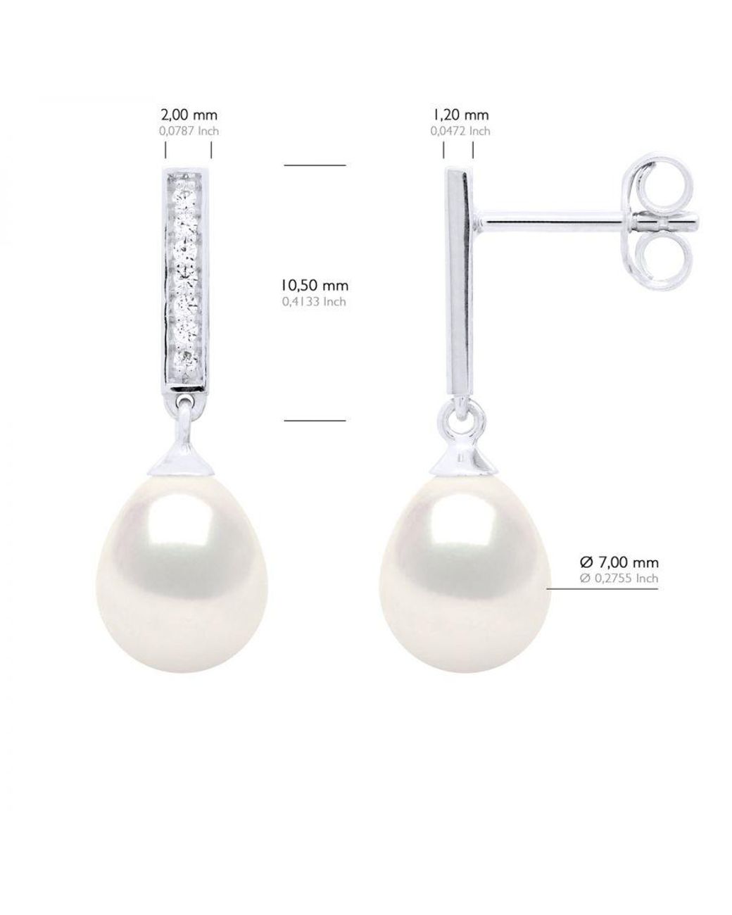 Ateliers Saint Germain White Earrings Real Cultured Freshwater Pearls Pear 7-8 Mm