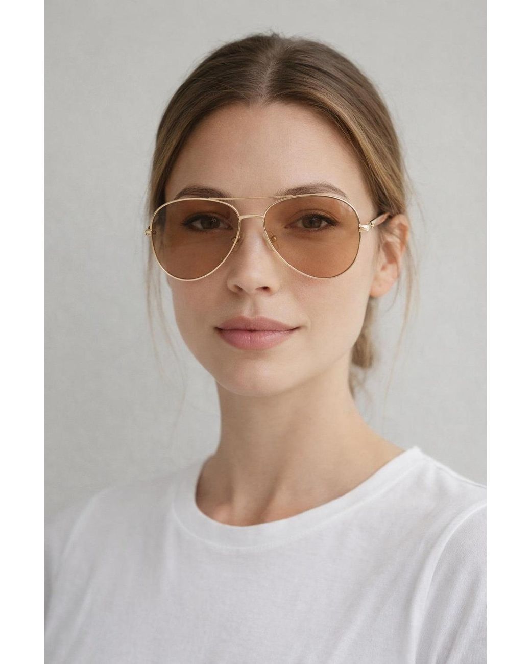 SVNX White Metal Aviator Sunglasses With Chunky Arm
