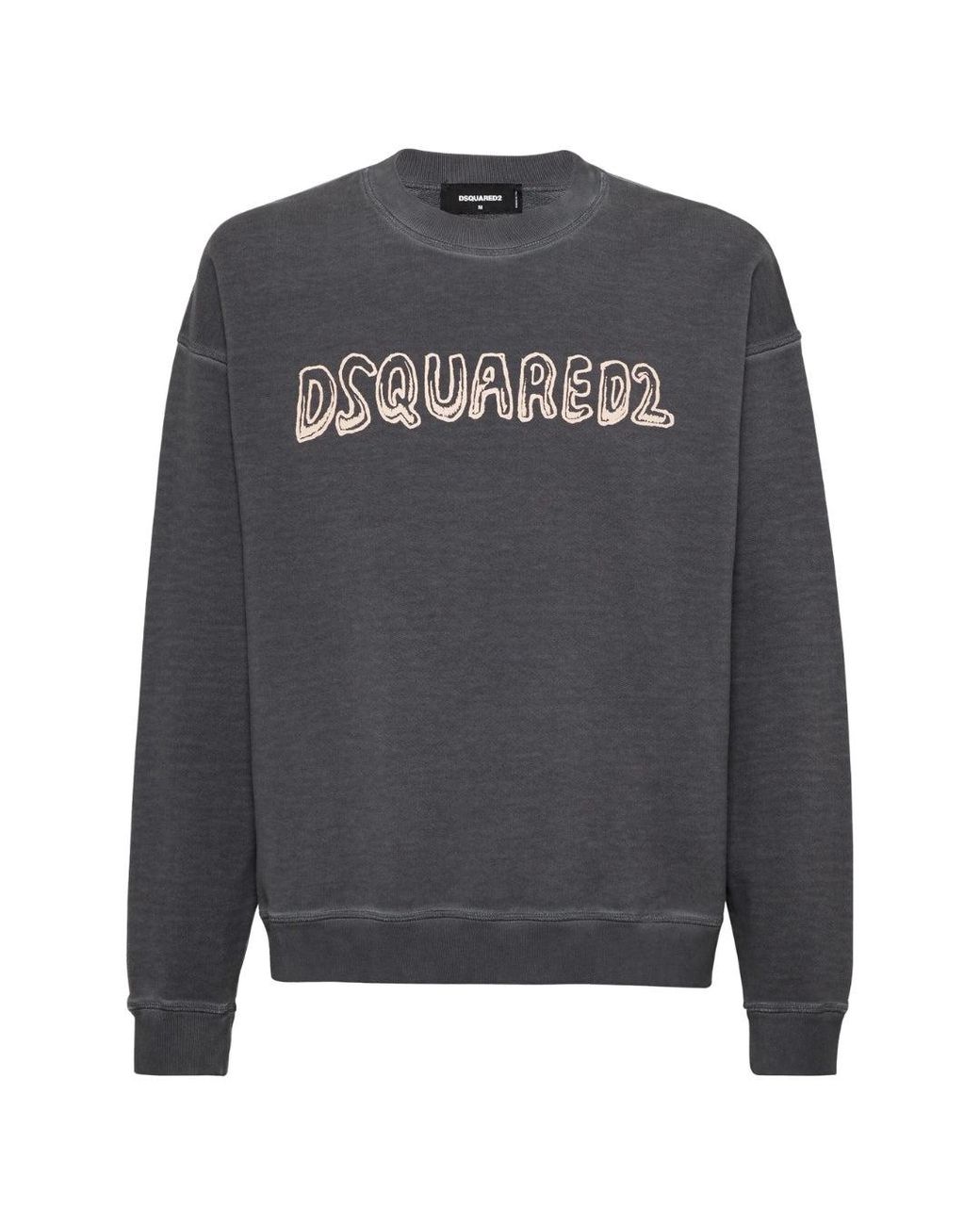 DSquared² Gray Best Fade Logo Charcoal Sweatshirt Cotton for men