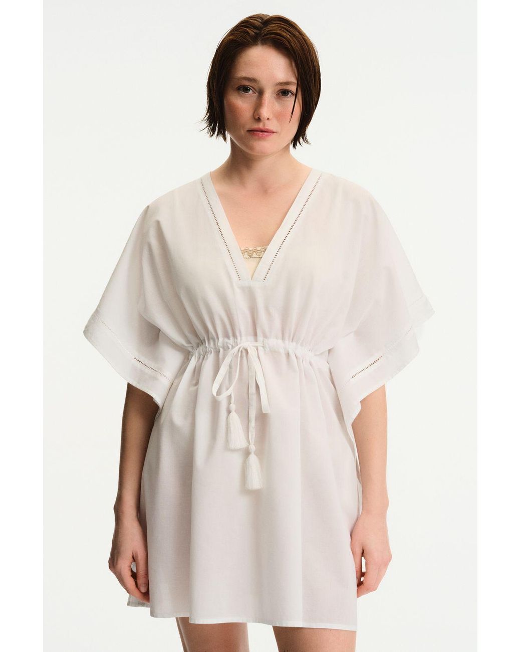 Penti Blue Embroidered Cotton Mini Kaftan