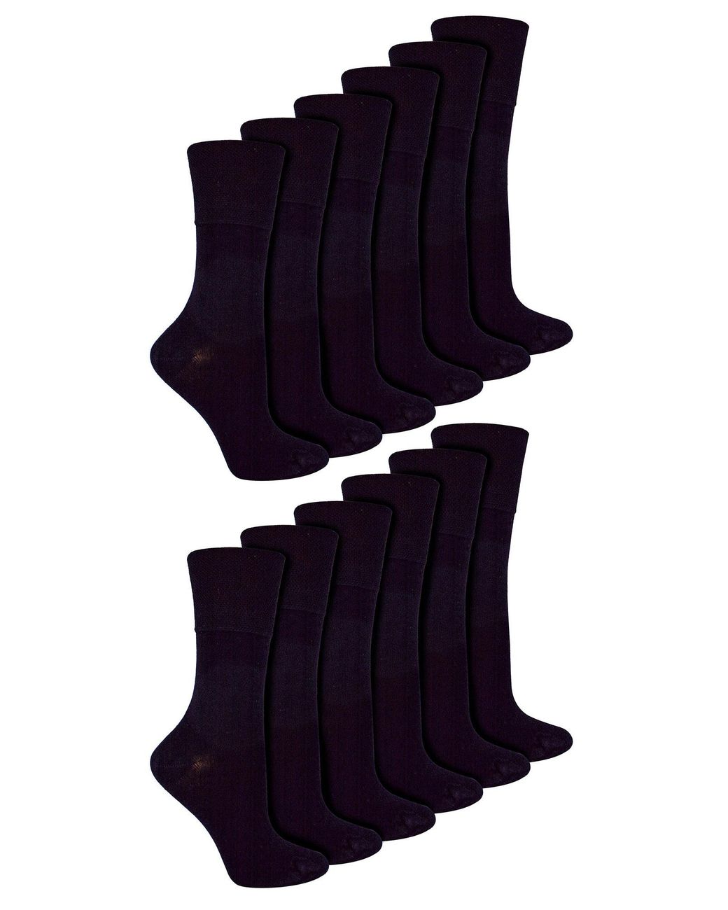 IOMI Blue 12 Pair Multipack Ladies Diabetic Bamboo Socks