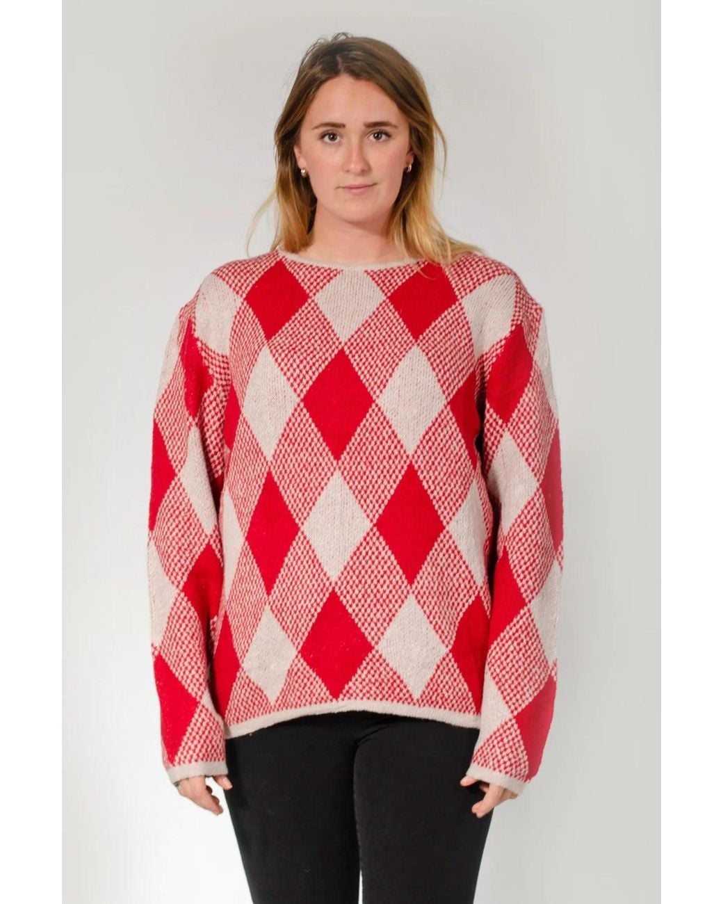 love knitwear Red Diamond Knit Jumper