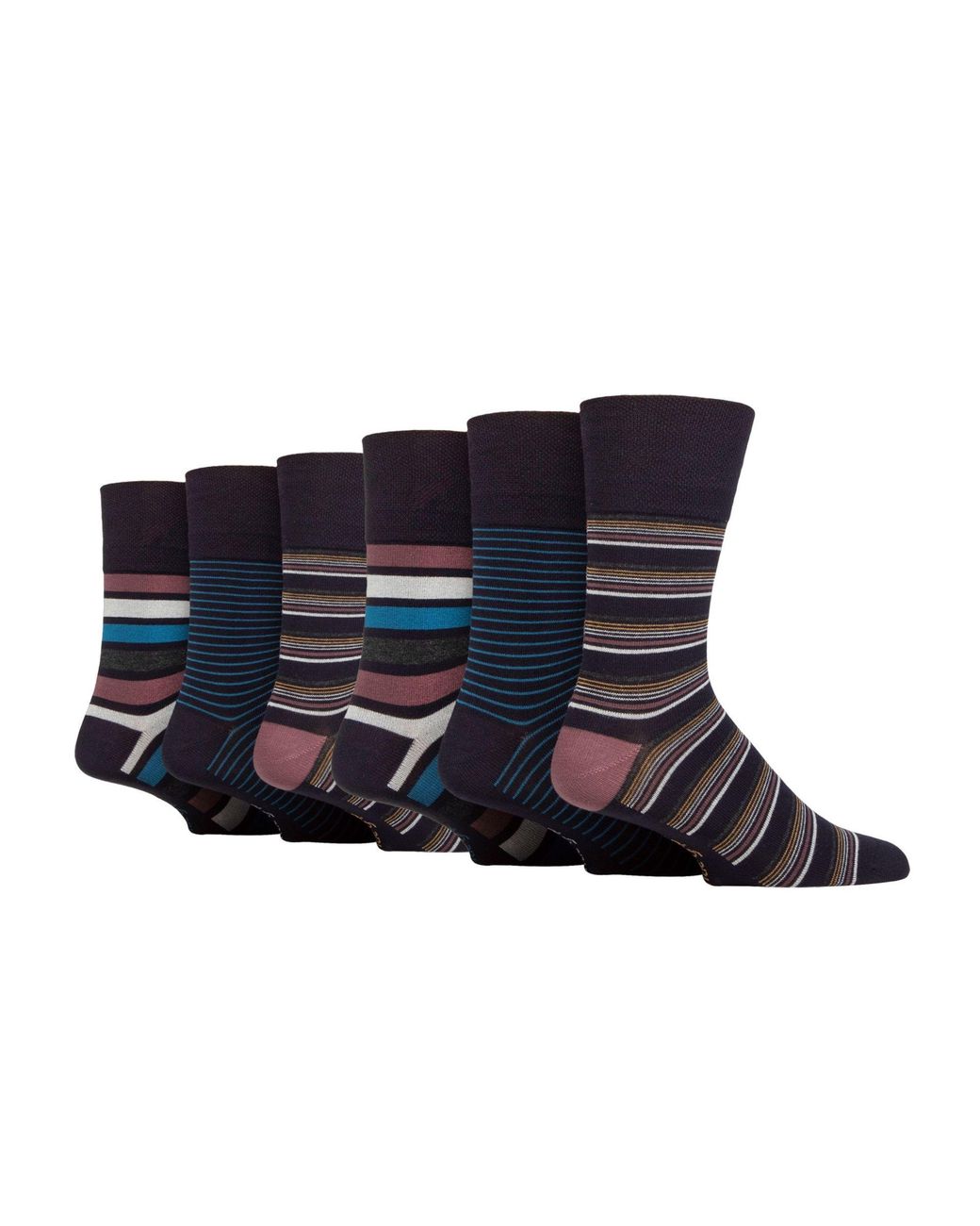 Gentle Grip Blue 6 Pack Non Elastic Loose Top Bamboo Socks for men