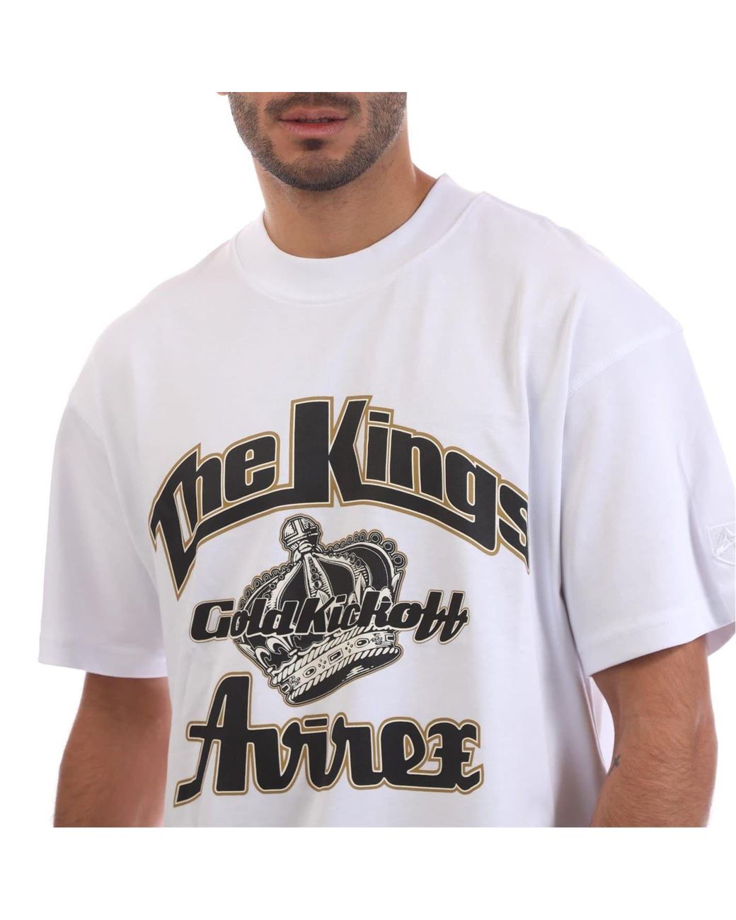 Avirex White Glendale Text Graphic Crew Neck Short Sleeve Boyfriend T-Shirt for men