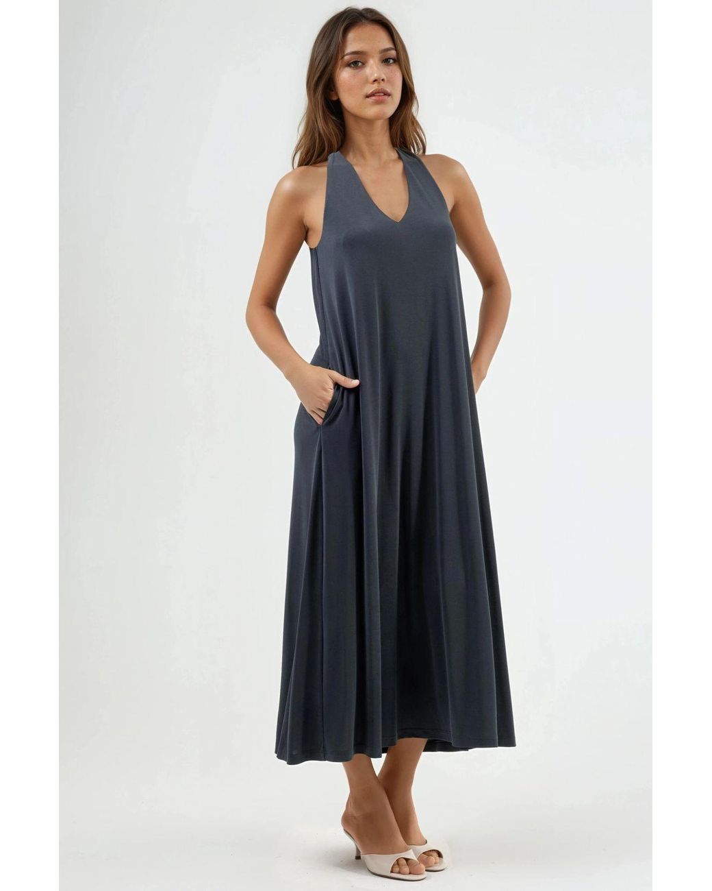 Busem Blue Halter Neck Modal Dress