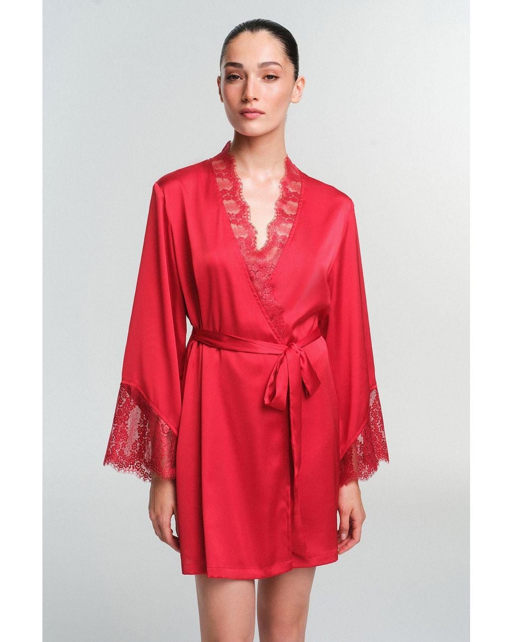 Penti Red Henna Lace Robe