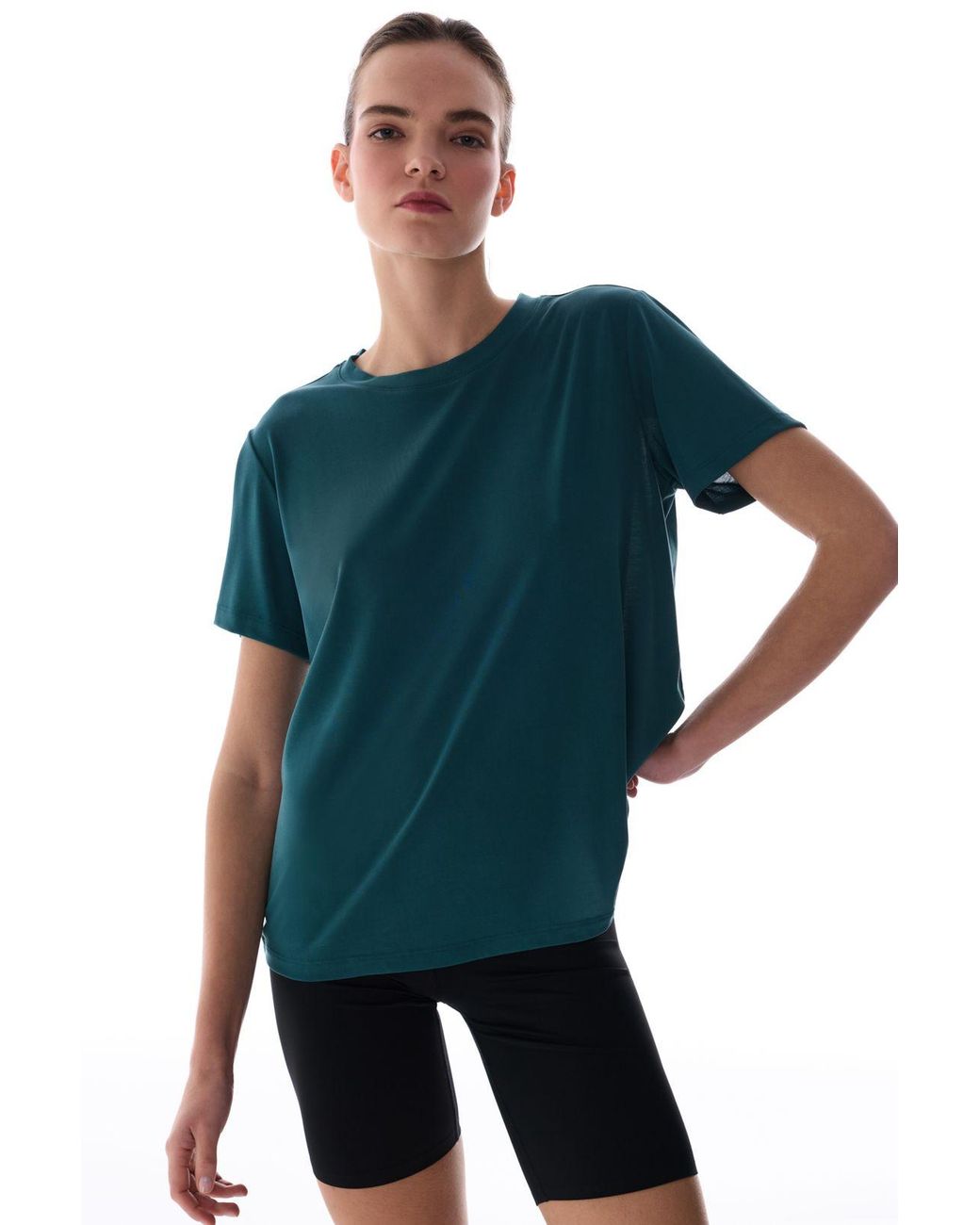 Penti Blue Oversized Long Knit Crew Neck T-Shirt