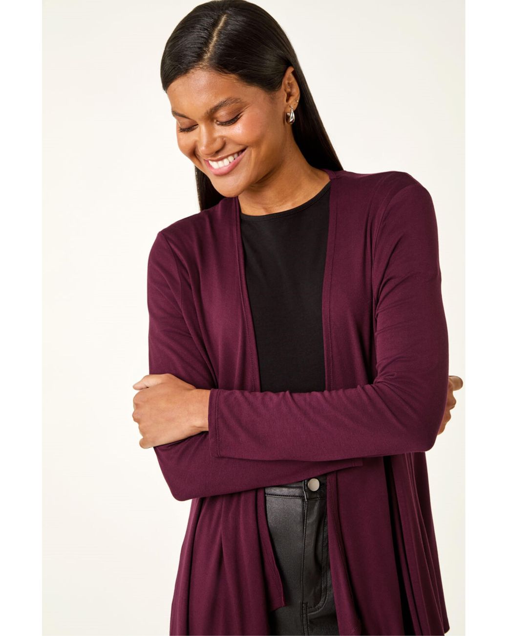 Roman Red Waterfall Stretch Cardigan