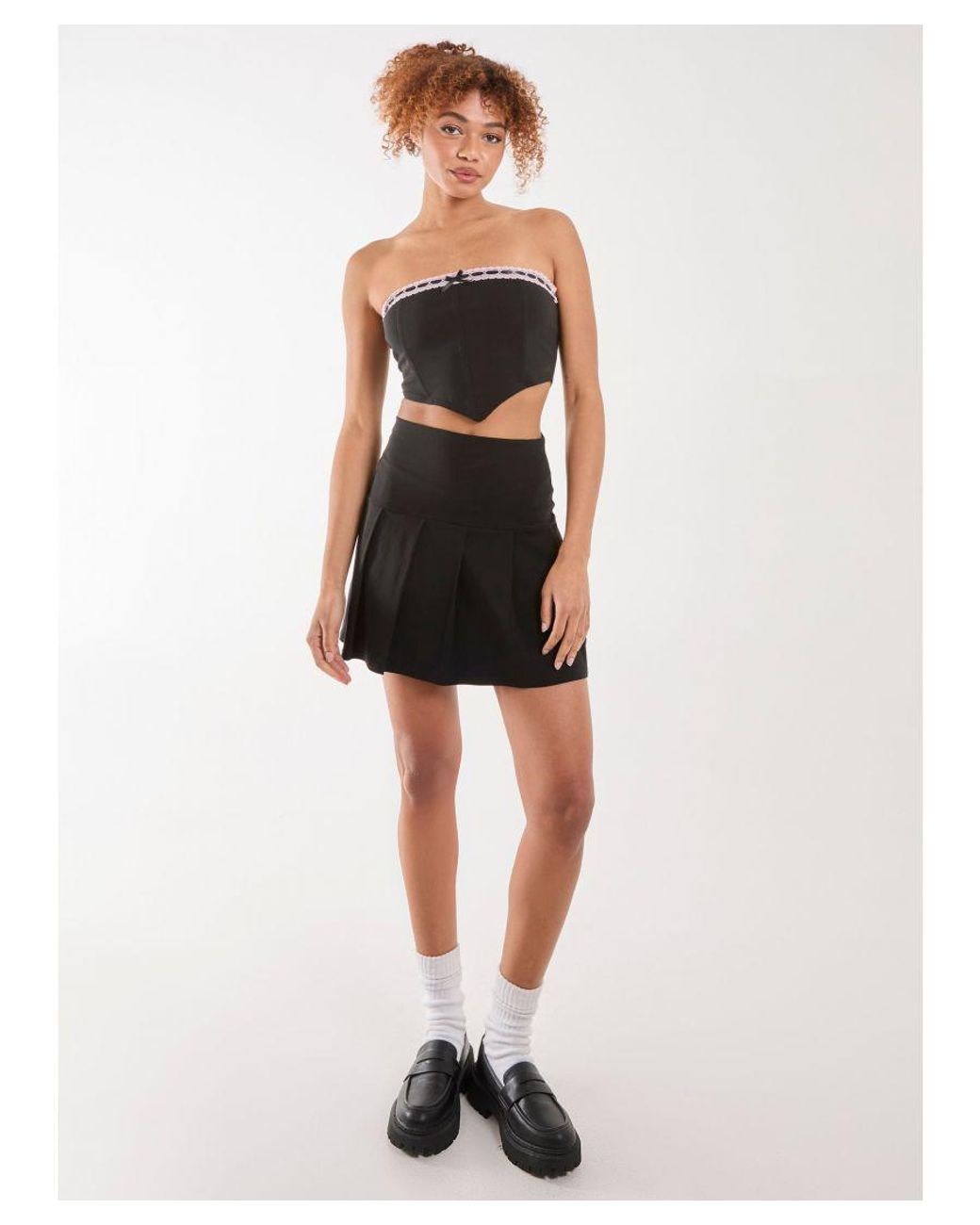 Pink Vanilla Black Bow Detail Corset Top
