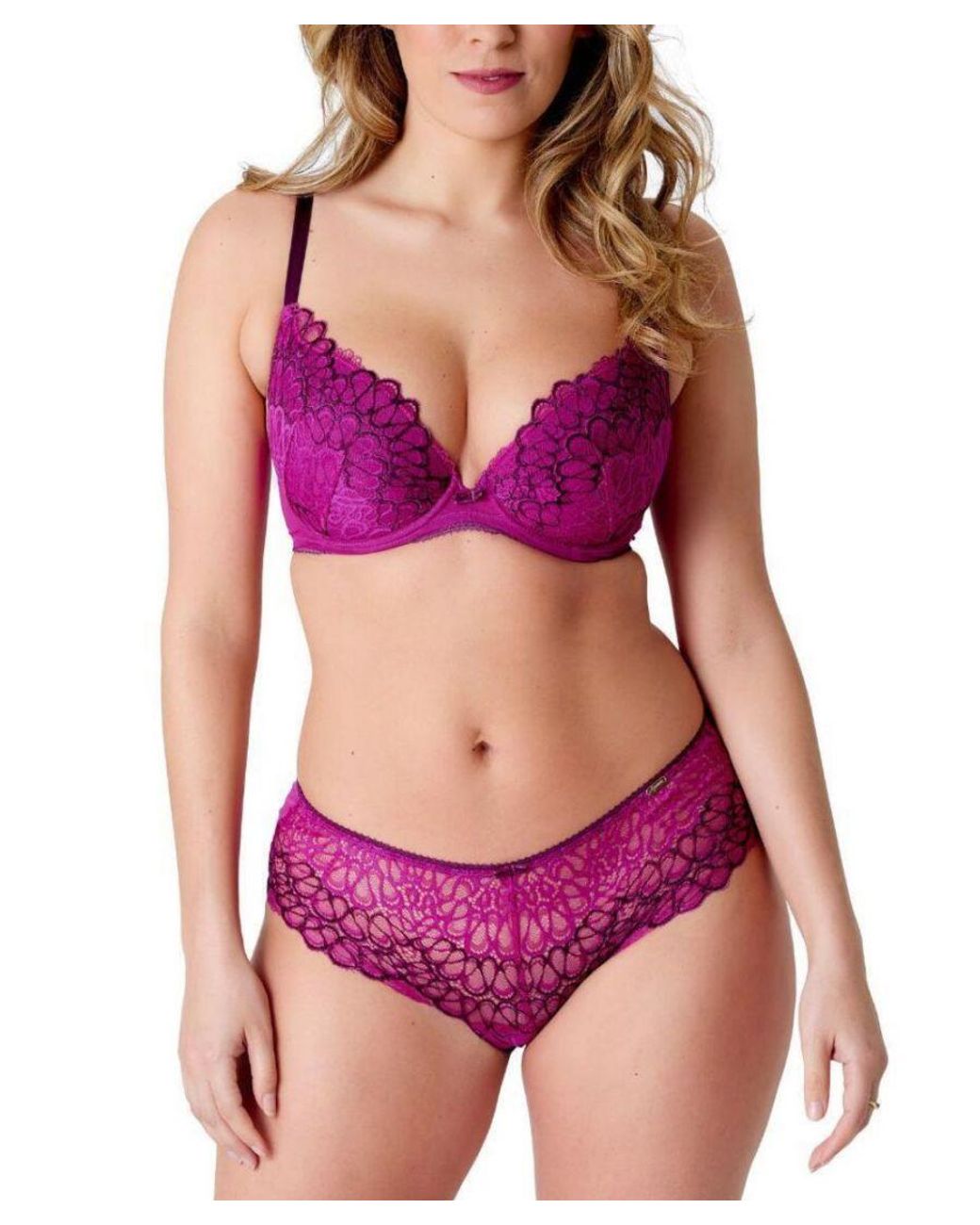 Gossard Purple Swirl Padded Plunge Bra Raspberry