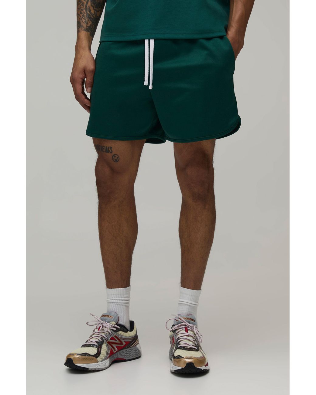 BoohooMAN Green Racer Fit Tricot Jersey Short for men