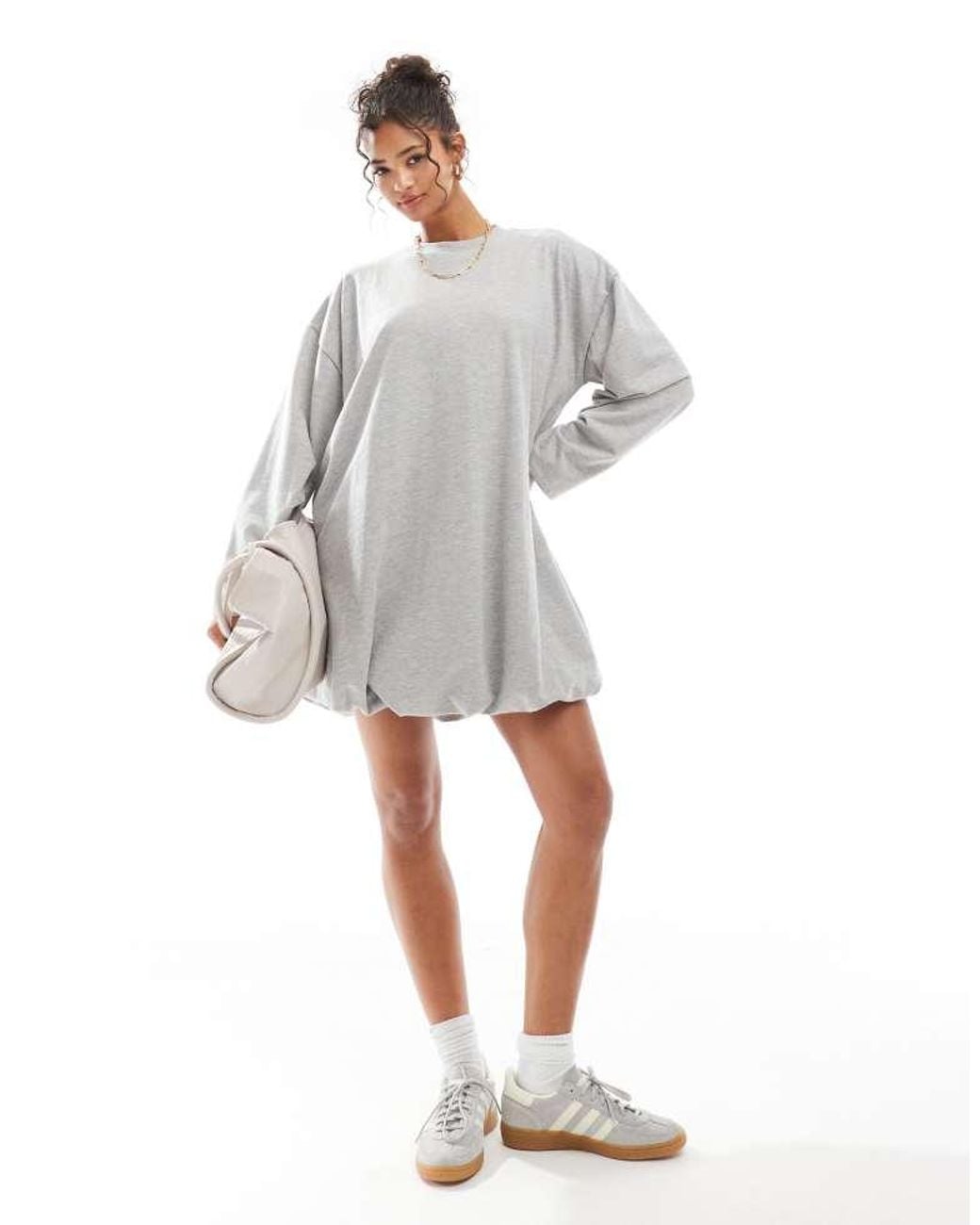ASOS Gray Bubble Hem Mini Sweat Dress