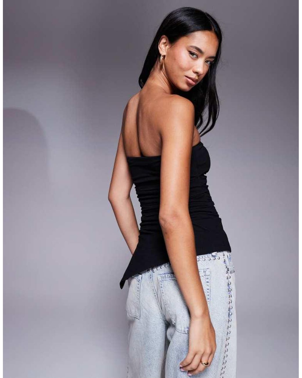GOOD AMERICAN Gray Super Stretch Jersey Tube Top