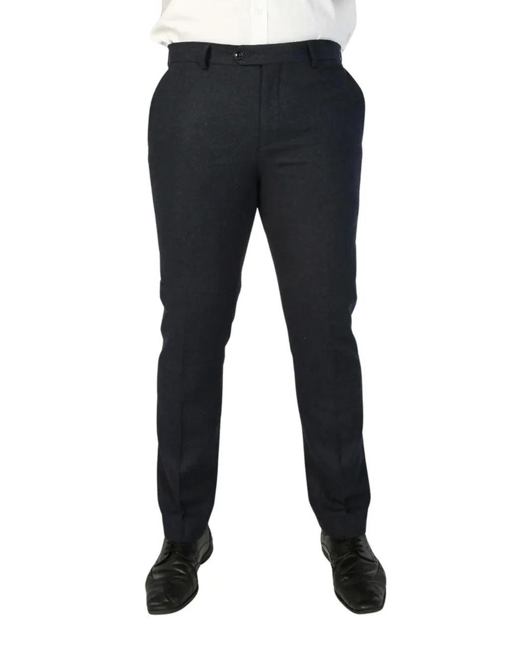 Paul Andrew Black Wool Blend Tweed Formal Trousers for men