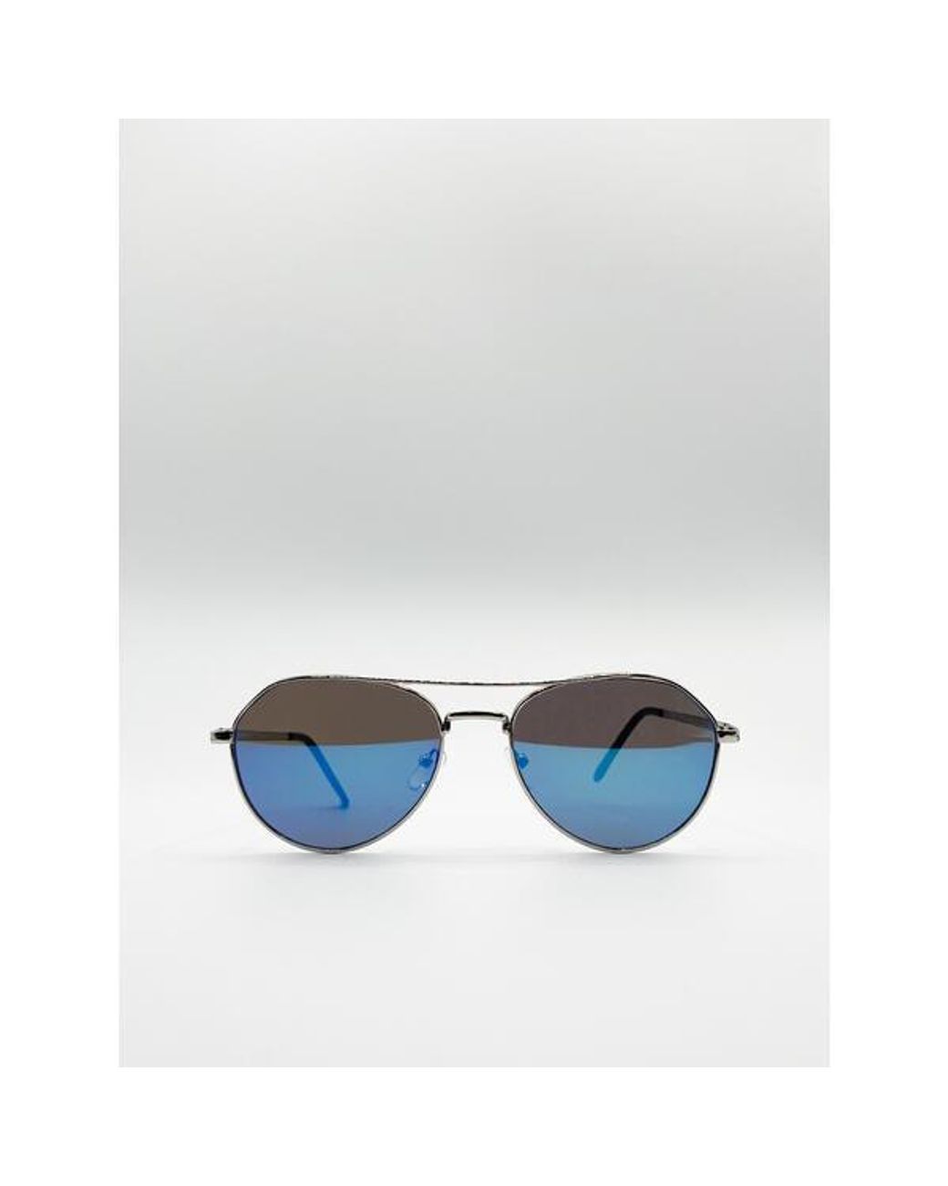 SVNX Blue Aviator Sunglasses With Mirrored Lenses Metal