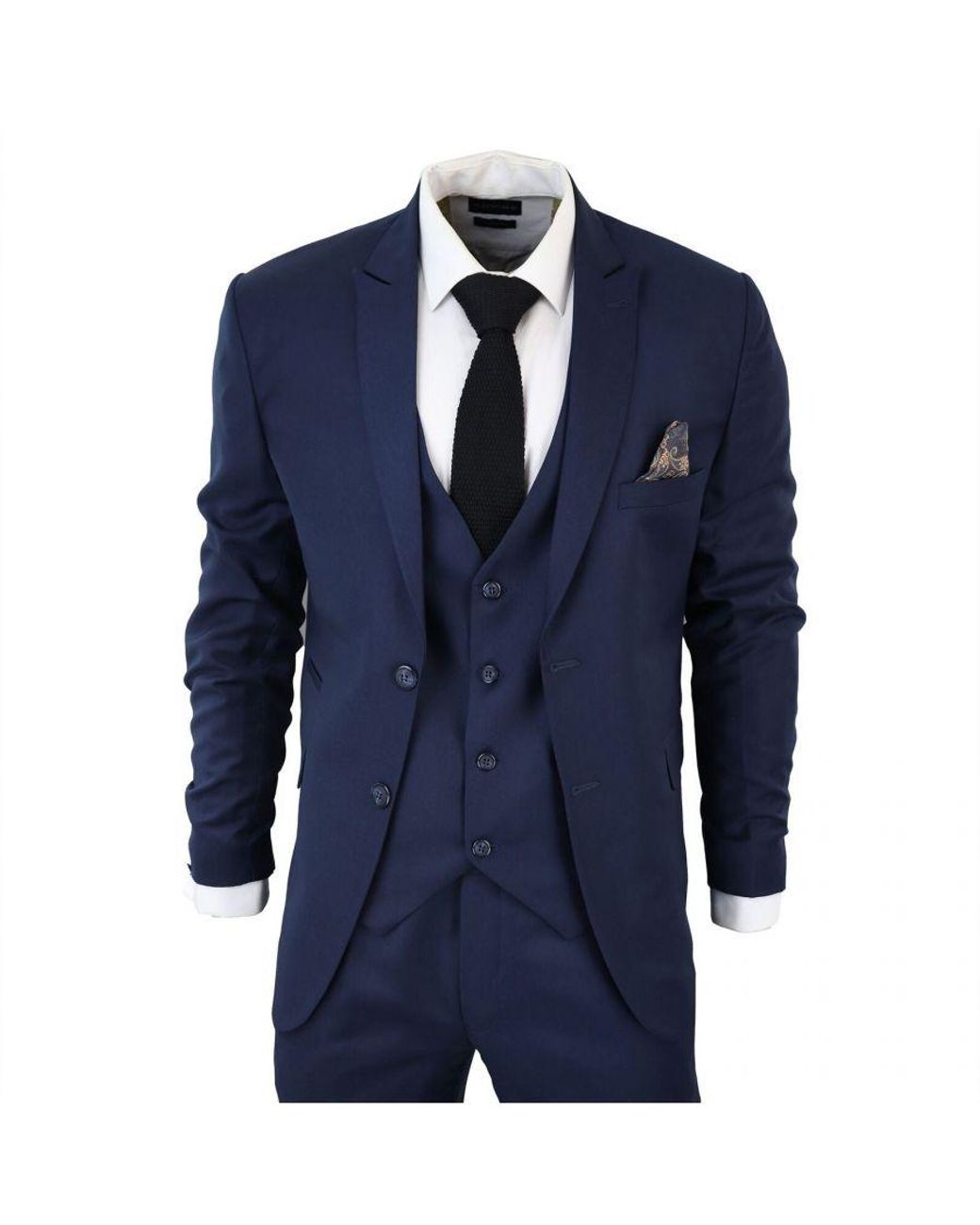 TruClothing Blue Im1 Classic Plain 3 Piece Suit for men