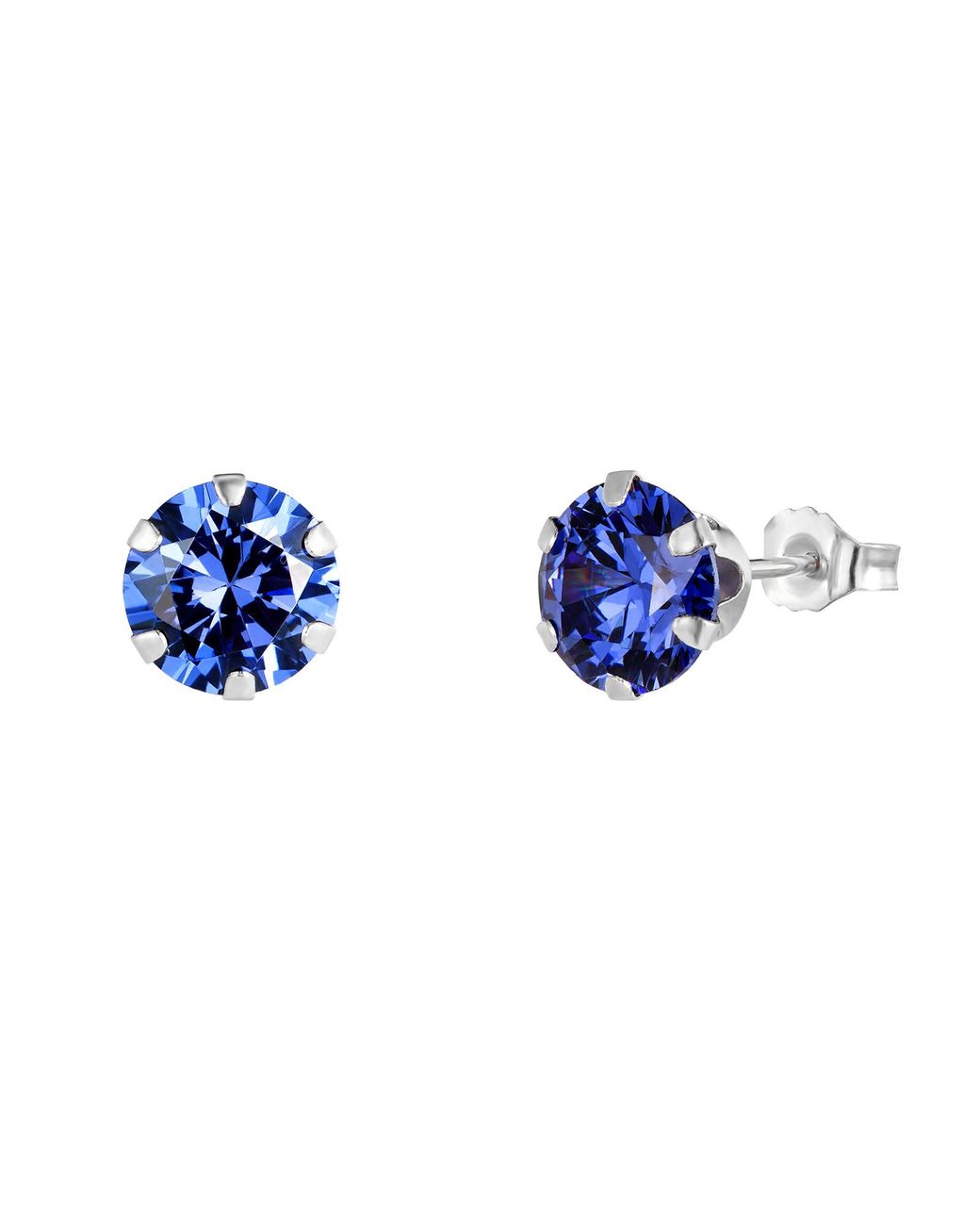 The Jewellery Stockroom Blue Sterling 6Mm Tanzanite Cubic Zirconia Stud Earrings