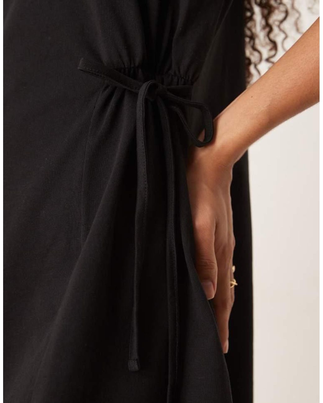 ASOS Natural Tie Side Cinched Waist Shirt Dress