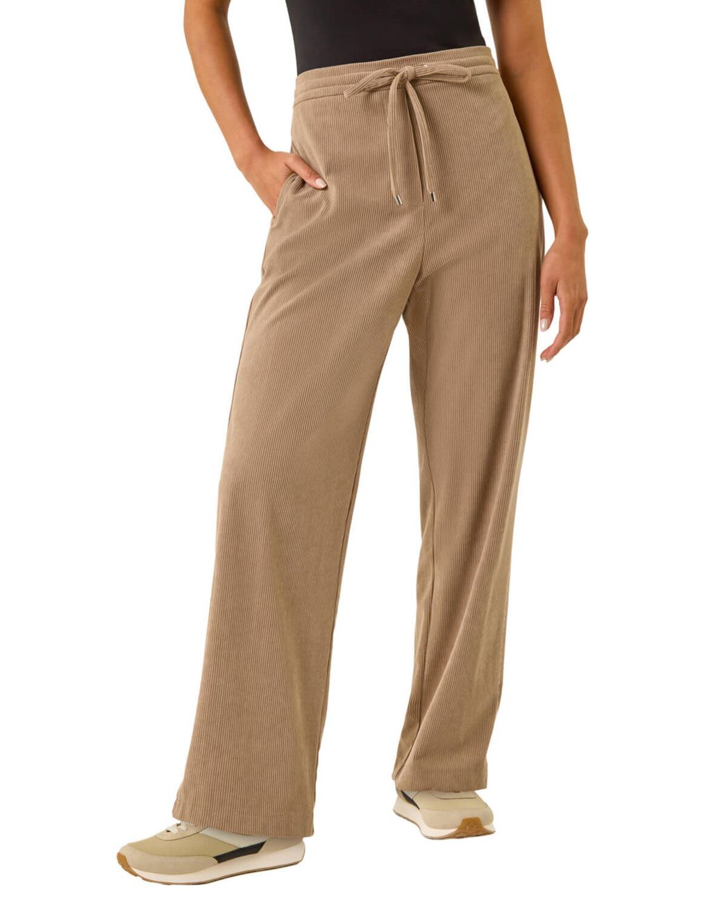 Roman Brown Petite Corduroy Drawstring Trouser