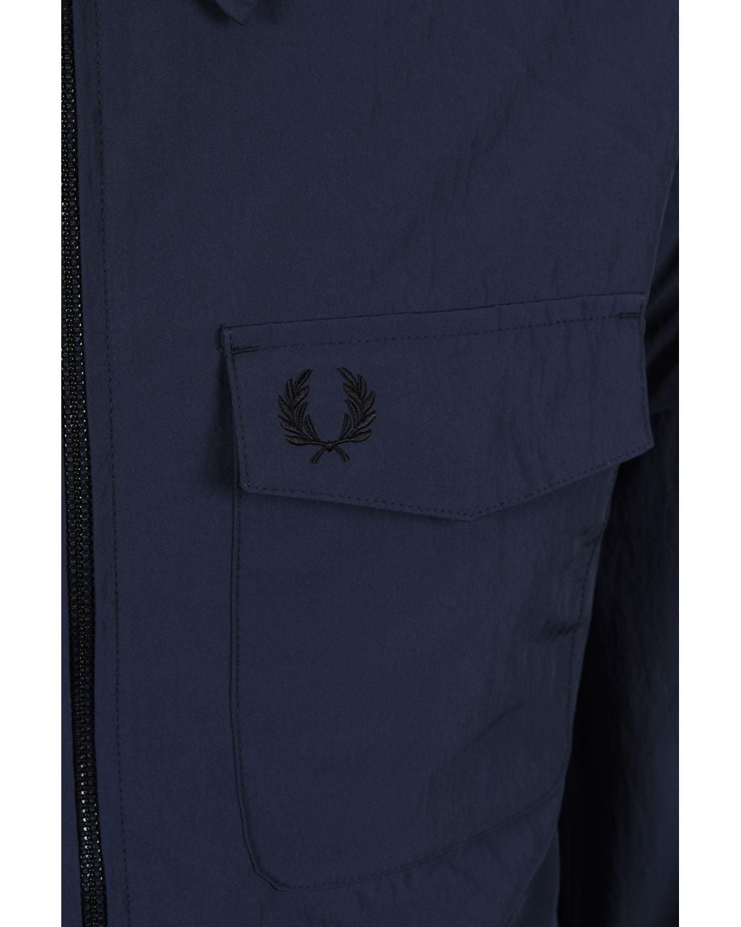 Fred Perry Blue Zip Through Overshirt Dark Airforce for men