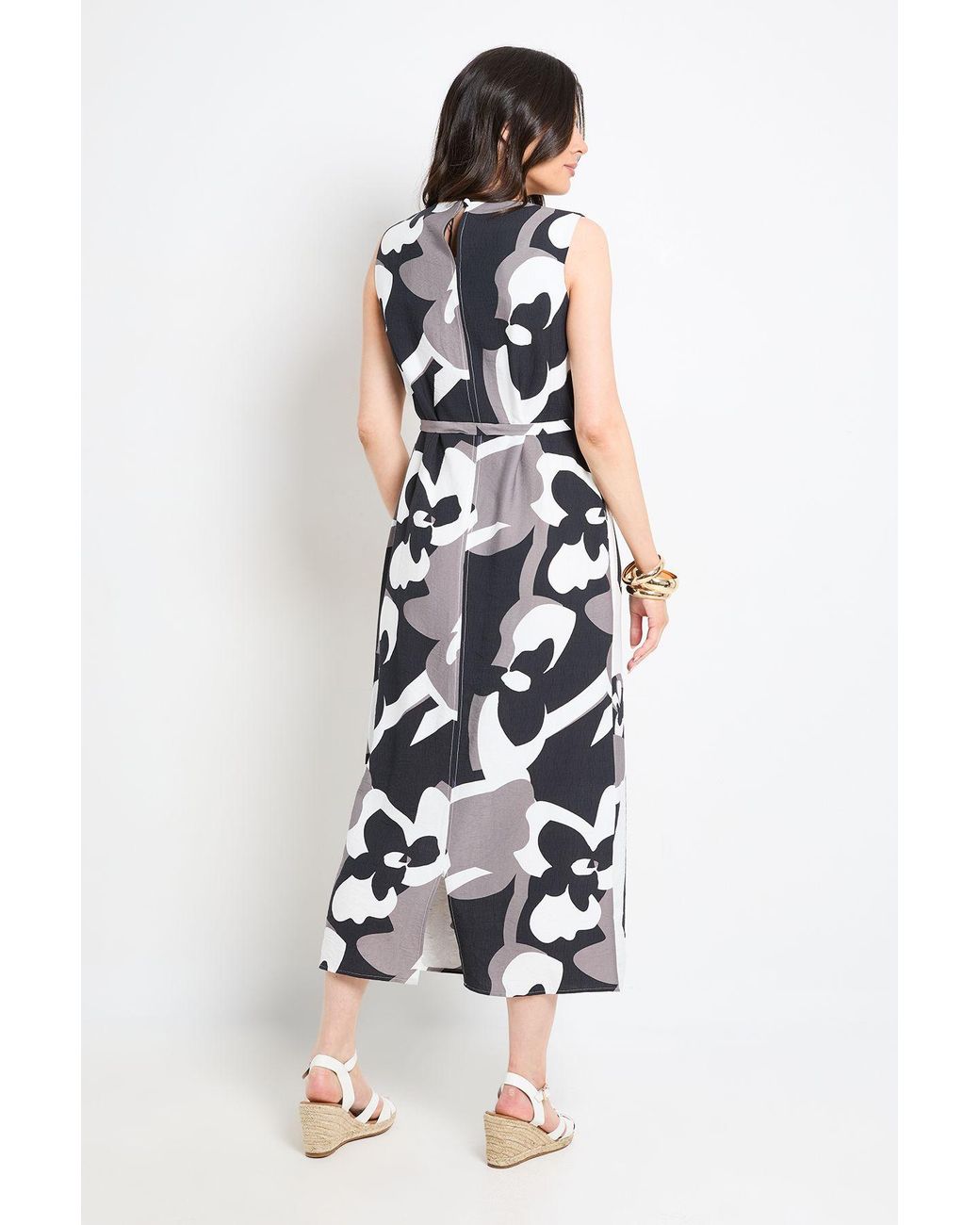 Wallis White Abstract Belted Maxi Dress