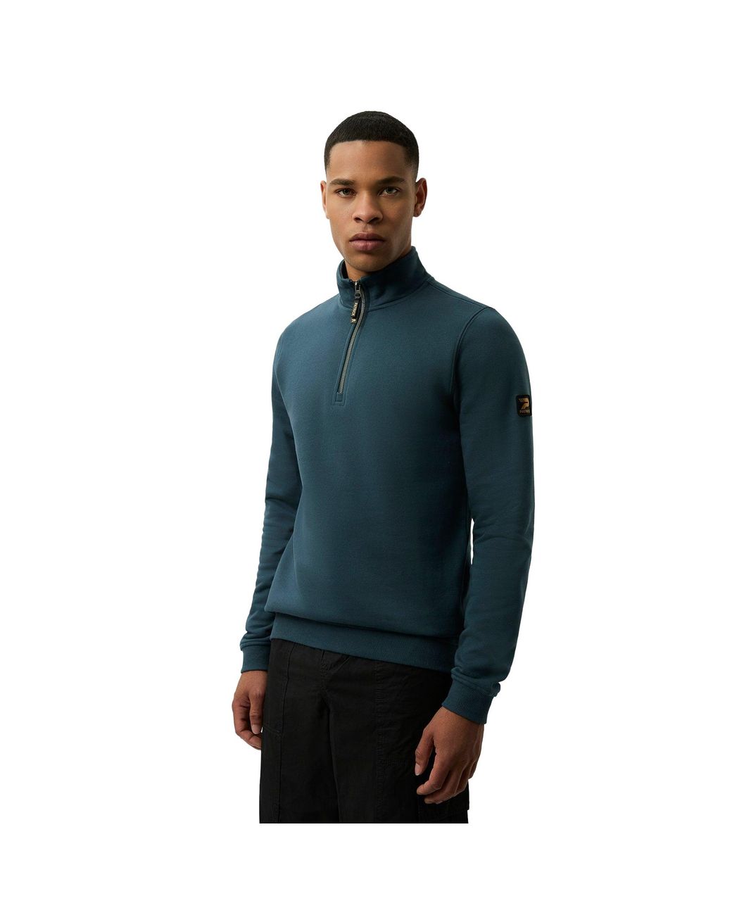 Patrick Blue Harlem Quarter Zip Top (Dark) for men