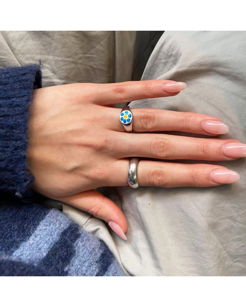SEOL + GOLD Pink Sterling Enamel Signet Ring