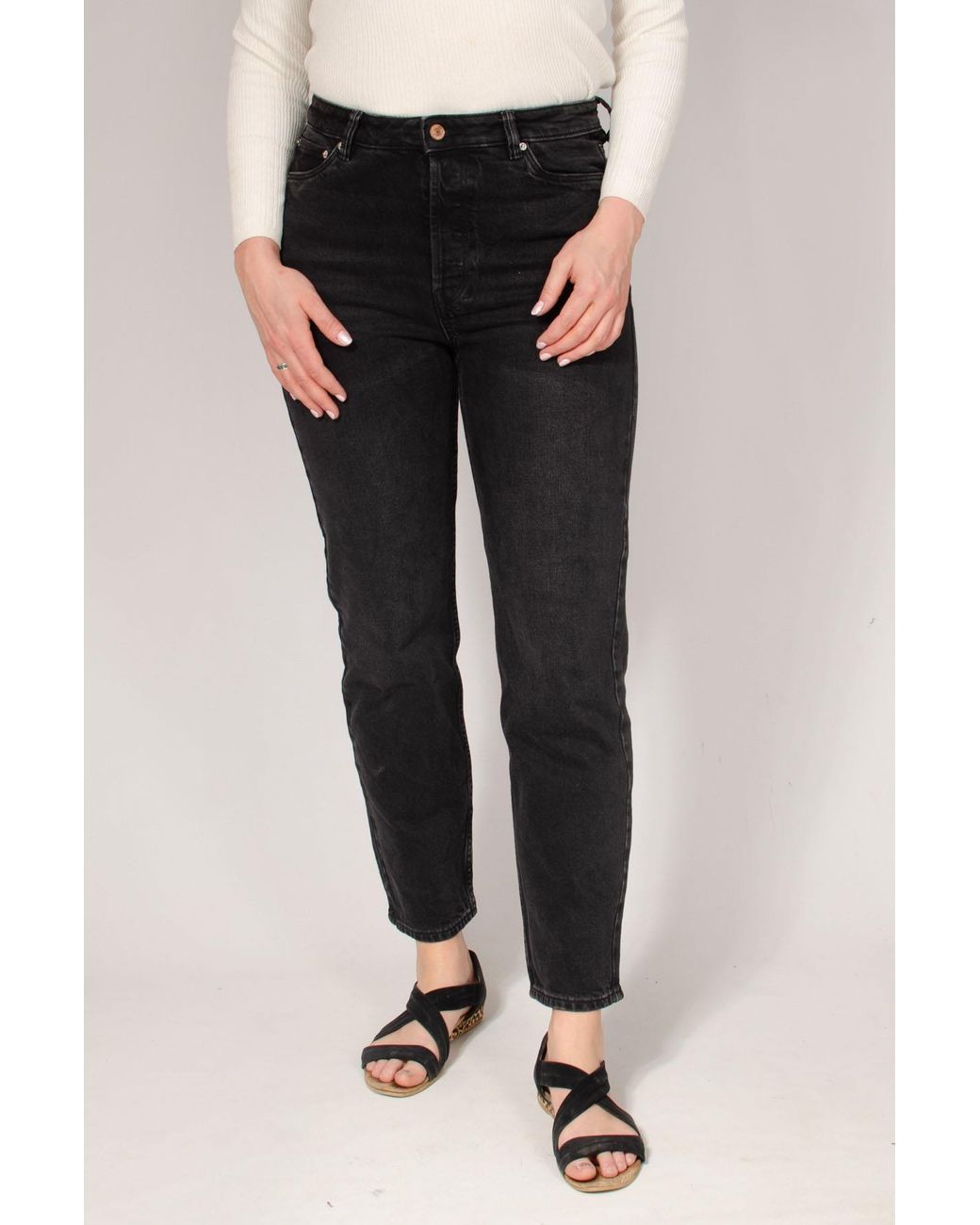 Secret Label Black High Rise Button Fly Straight Leg Jeans