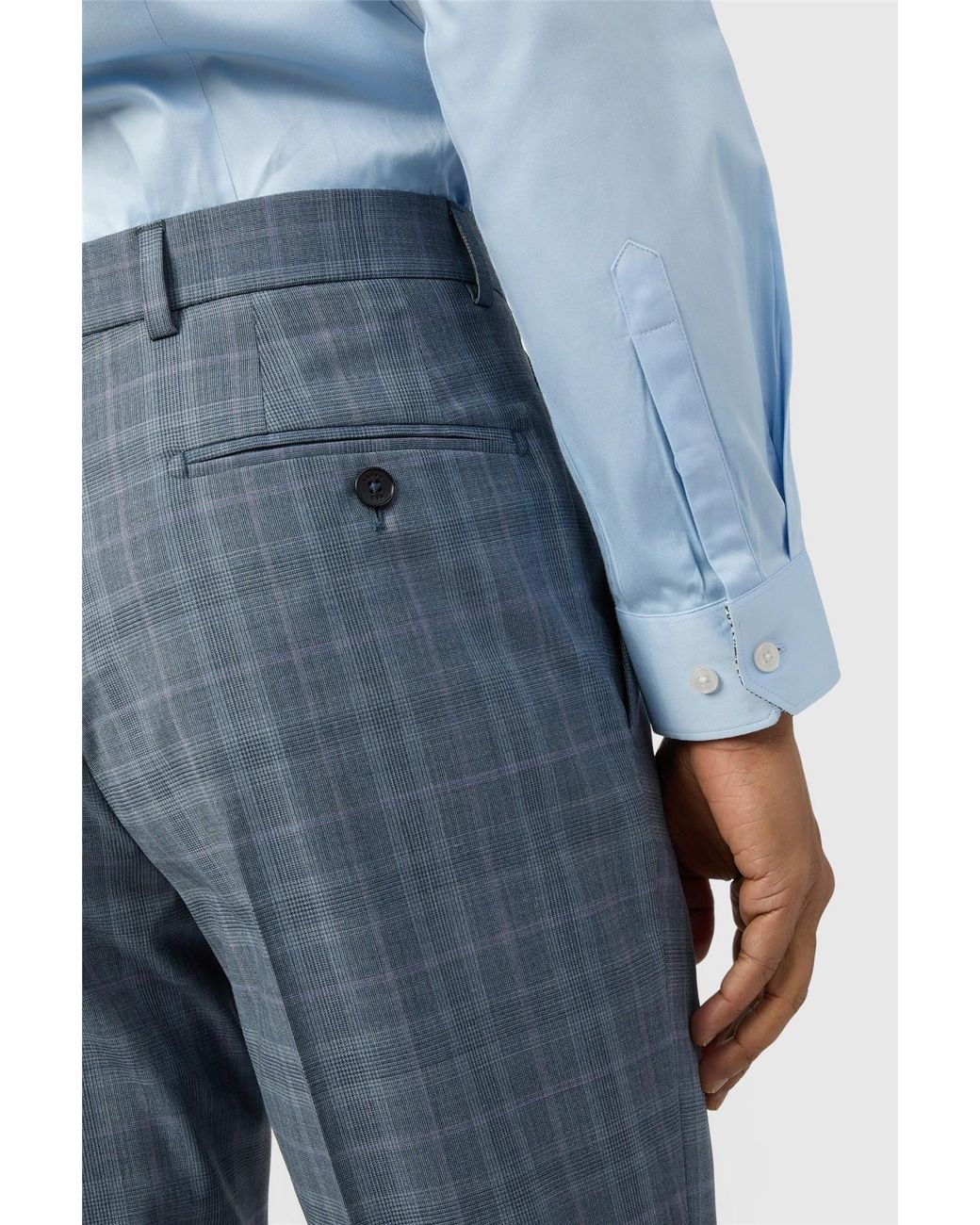 Ted Baker Blue Flat Fronted Slim Fit Suit Trousers for men