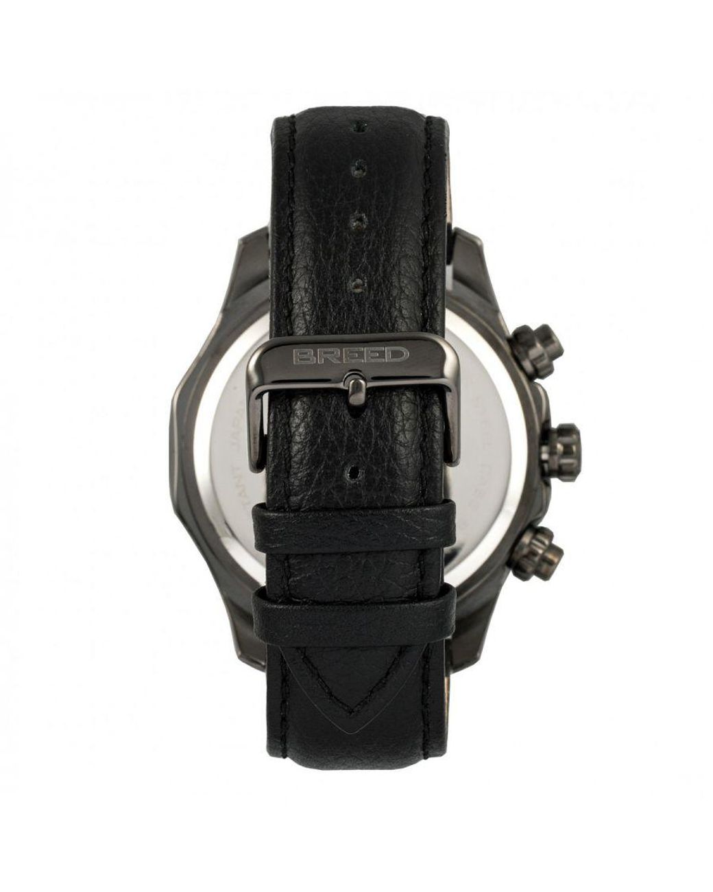 Breed Gray Lacroix Chronograph Leather-Band Watch for men
