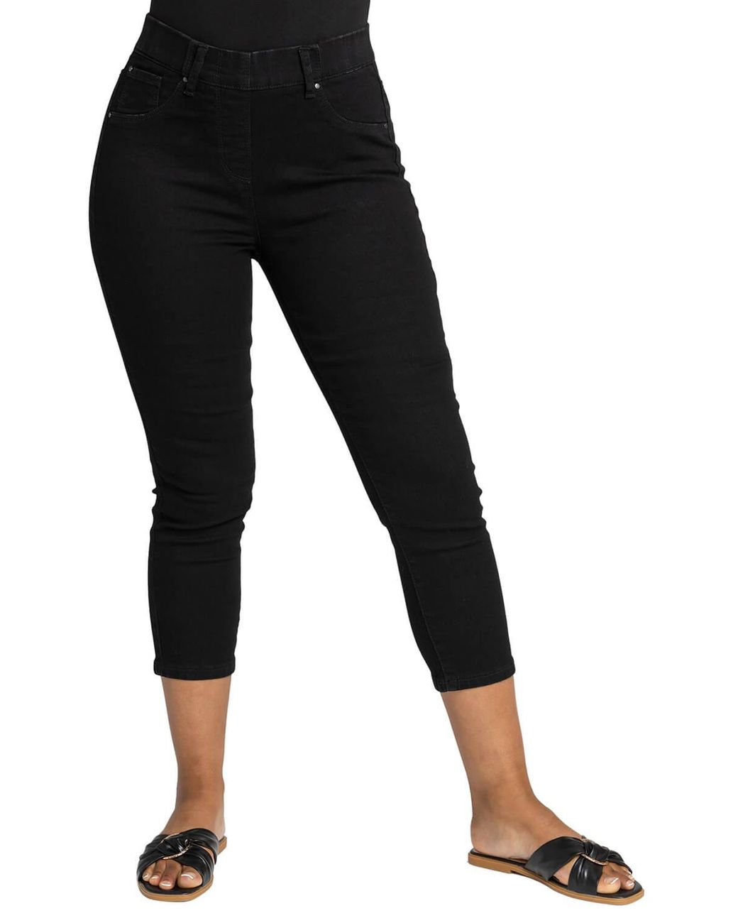 Roman Black Petite Stretch Crop Denim Jegging