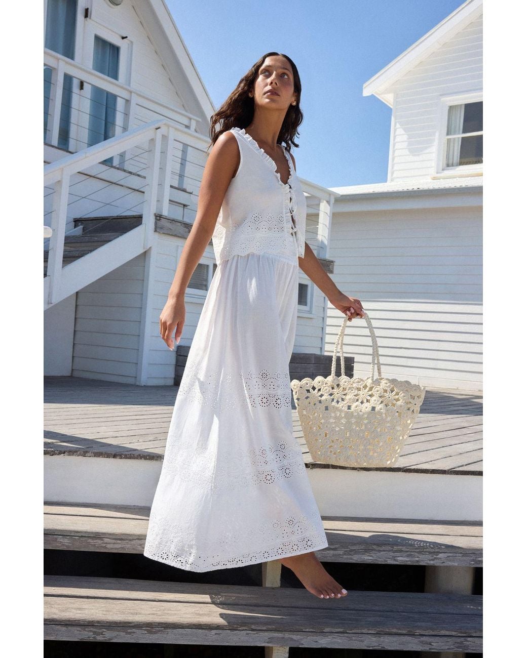 Penti Blue Embroidered Wide-Leg Cotton Trousers