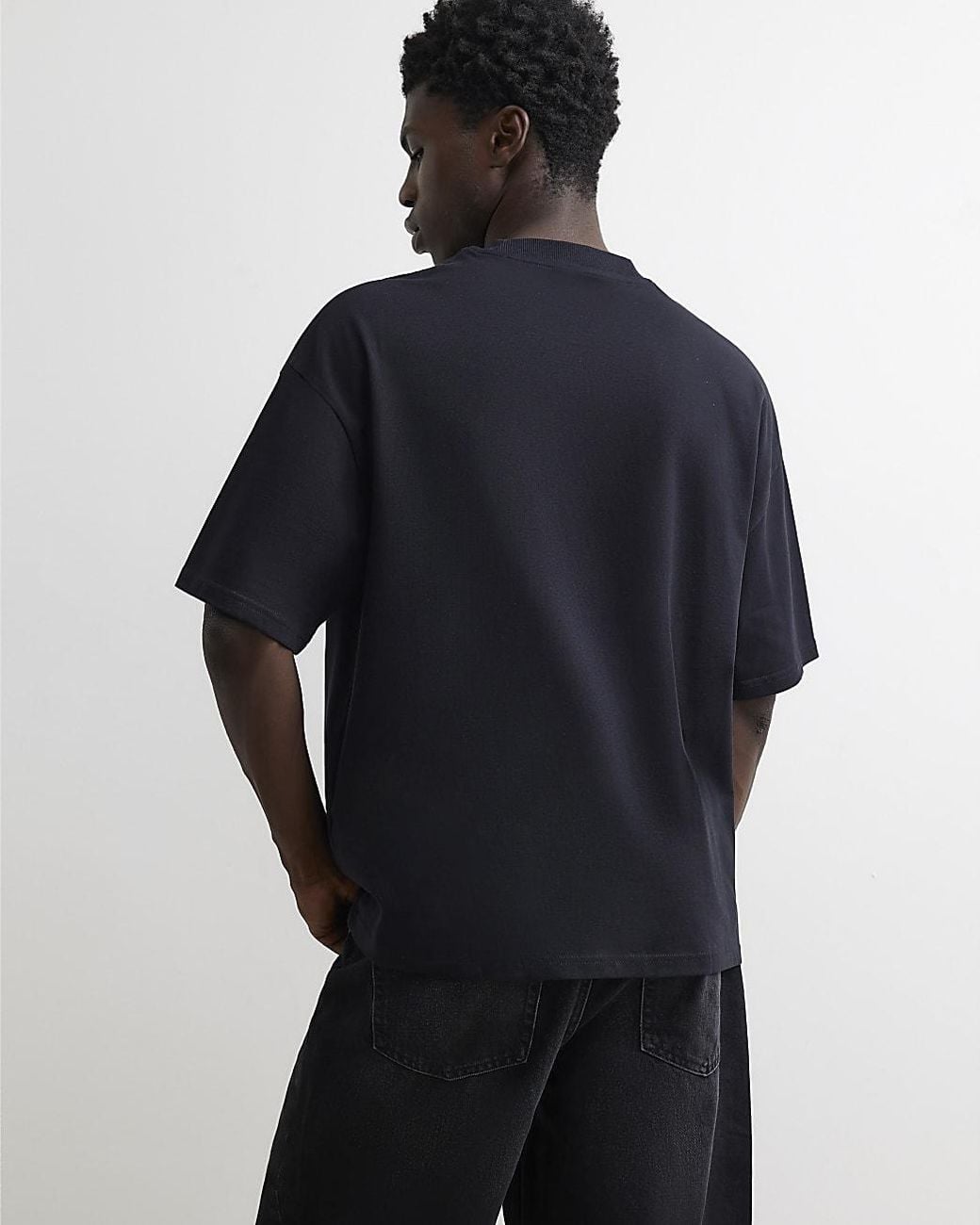River Island Blue T-Shirt Oversized Fit Cotton for men