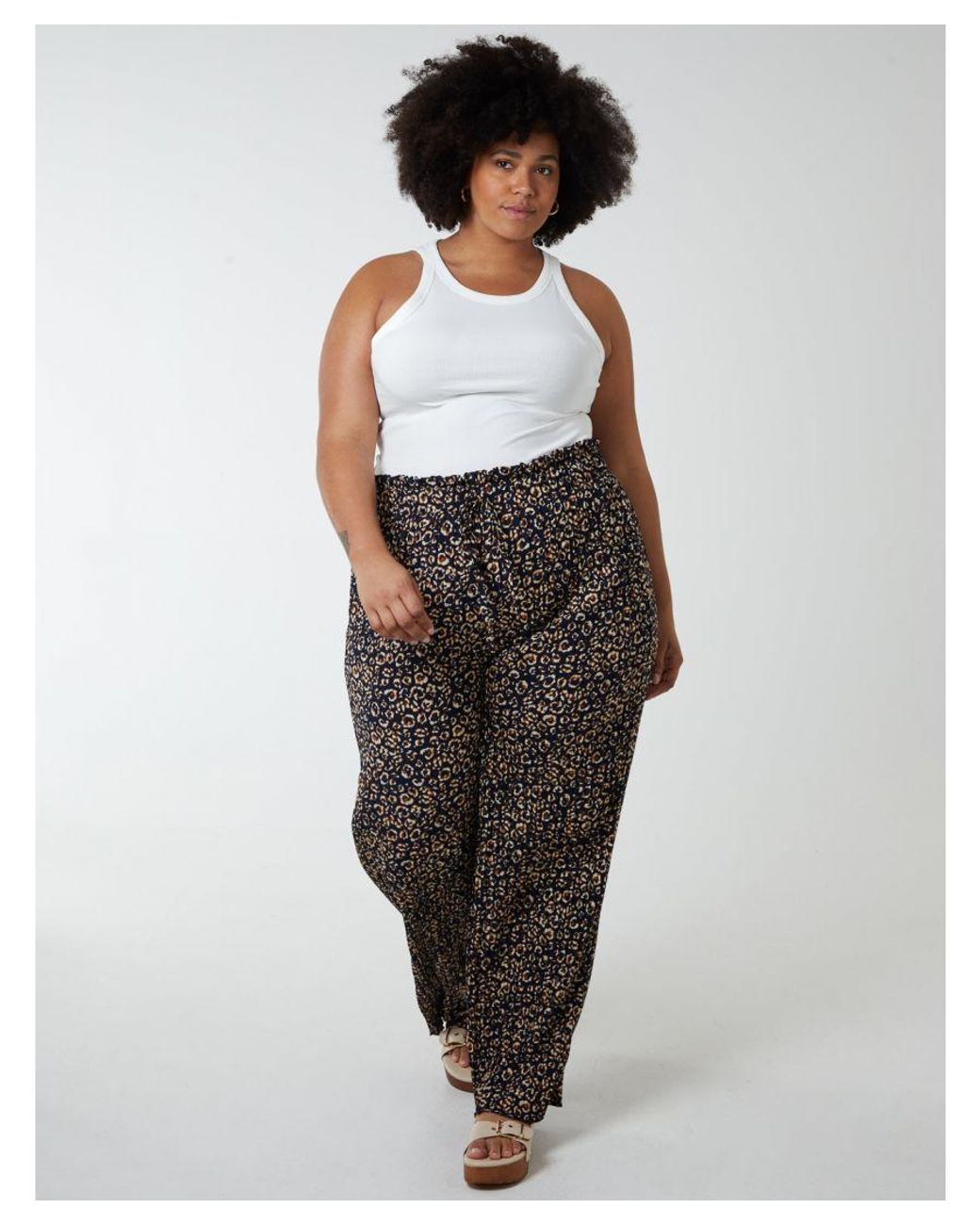 Blue Vanilla Black Curve Leopard Print Plisse Culotte